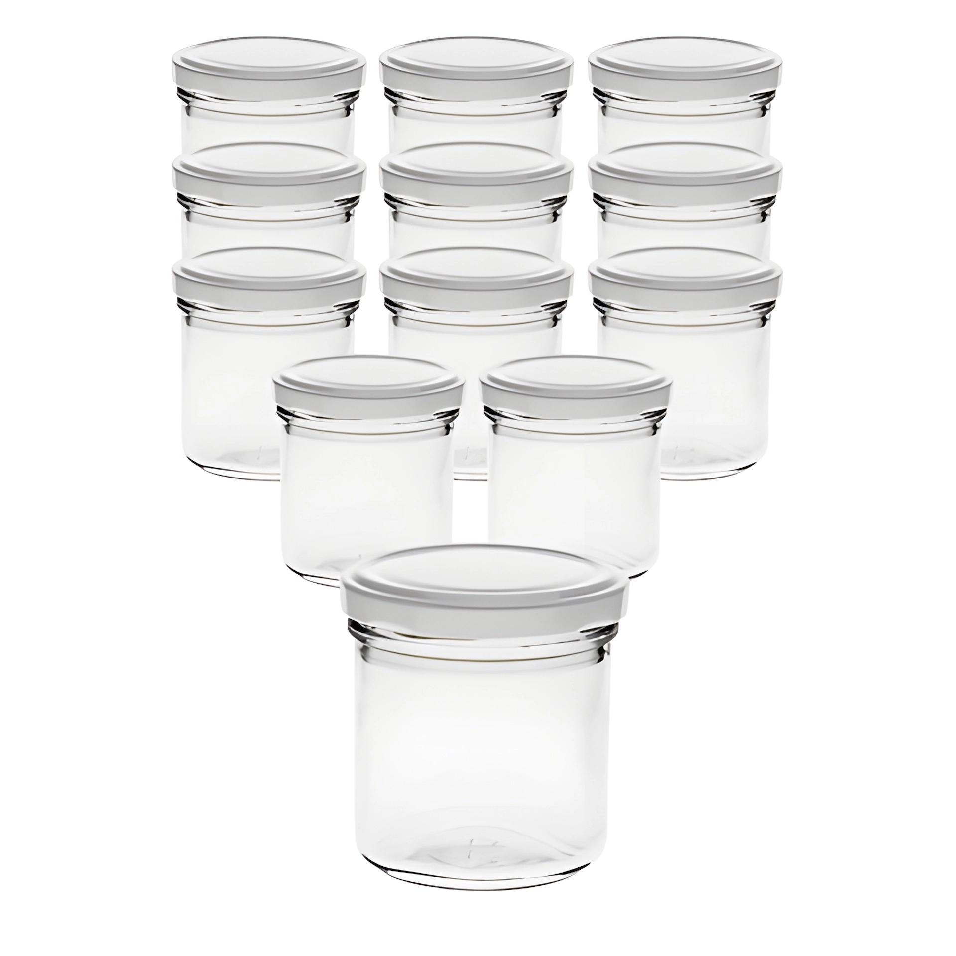 12er Set Sturzglas 167 ml mit Deckel weiß