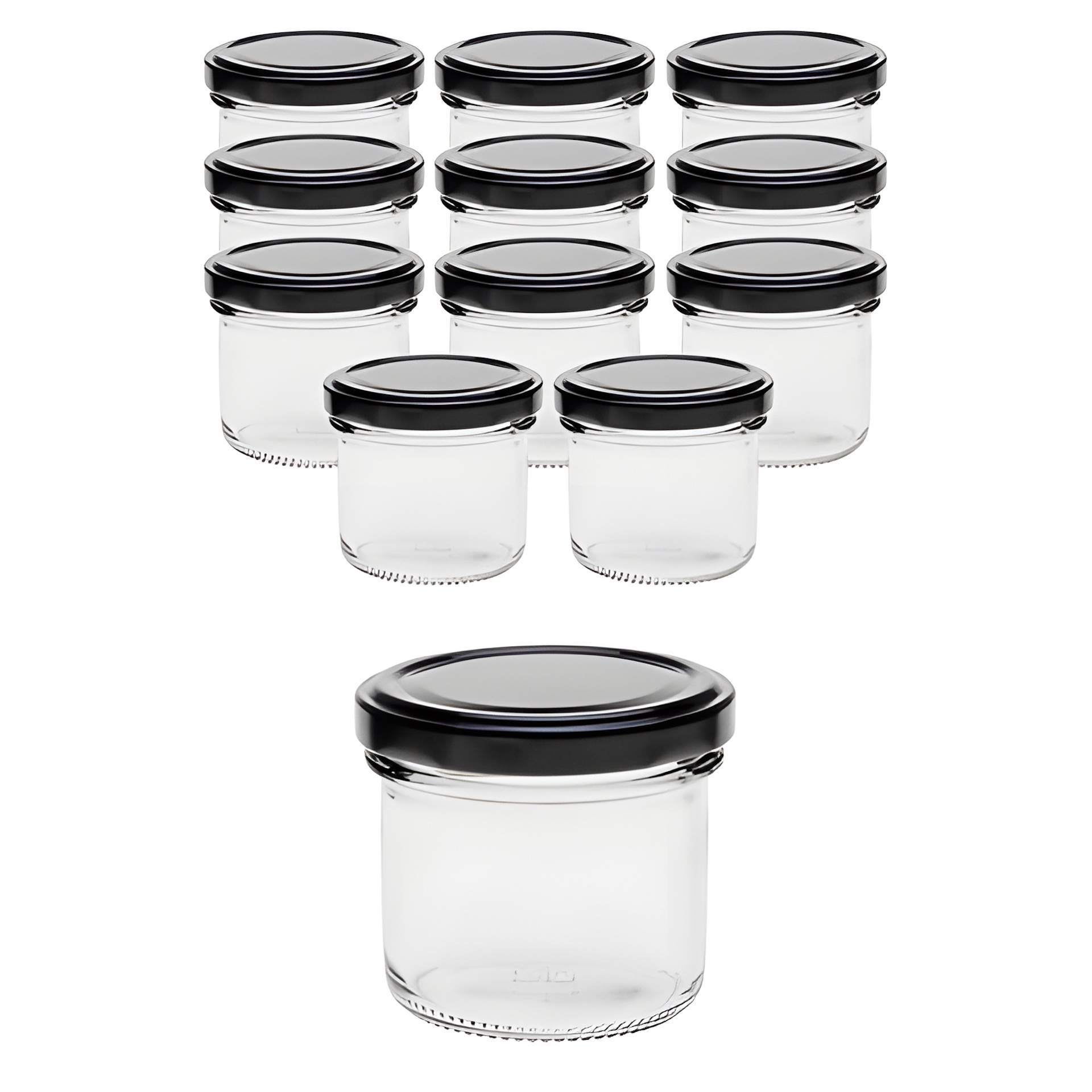 12er Set Sturzglas 125 ml mit Deckel schwarz