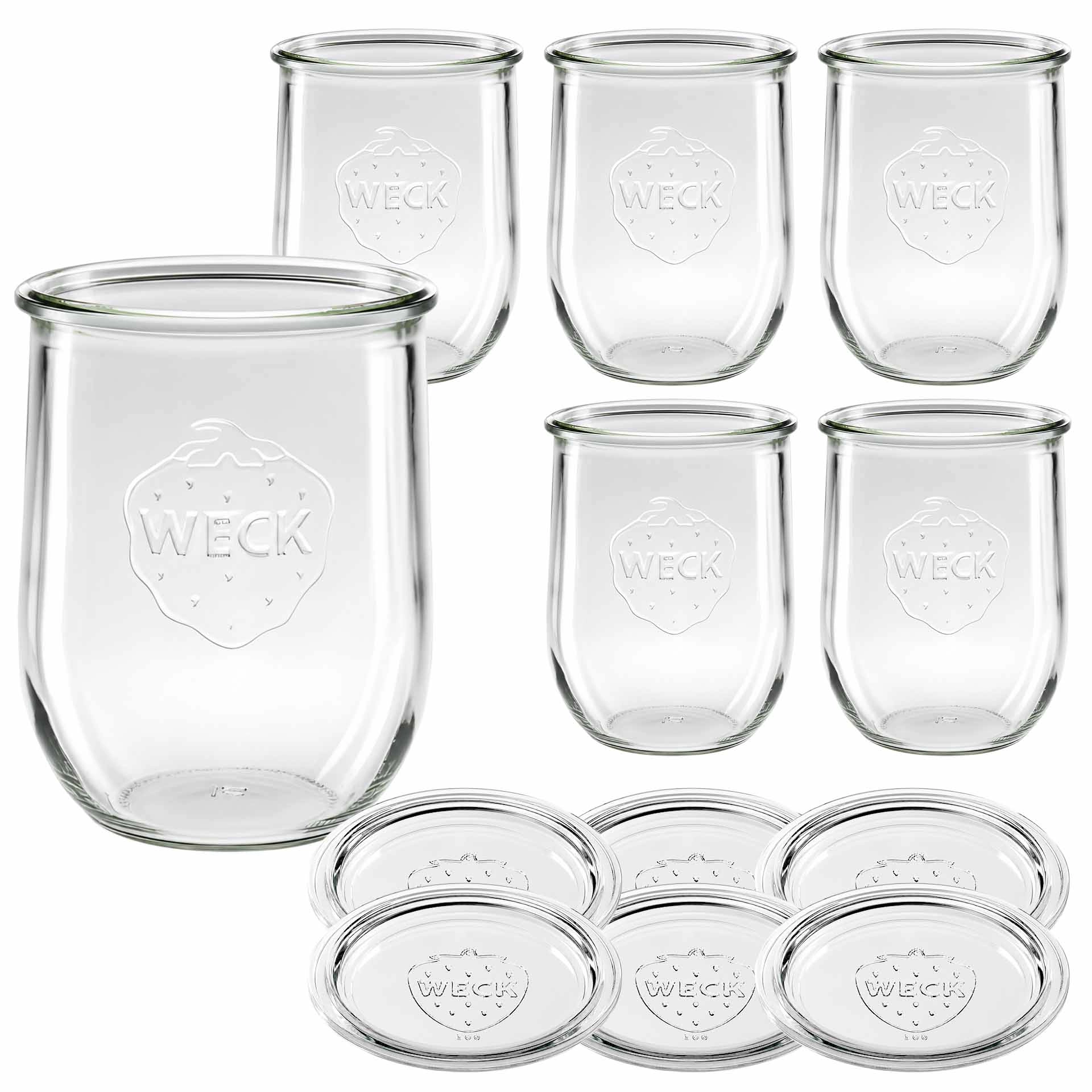 WECK-Tulpenglas 1062 ml mit Glasdeckel, 6 Stück