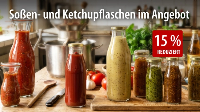 Soßen- und Ketchupflaschen im Angebot
