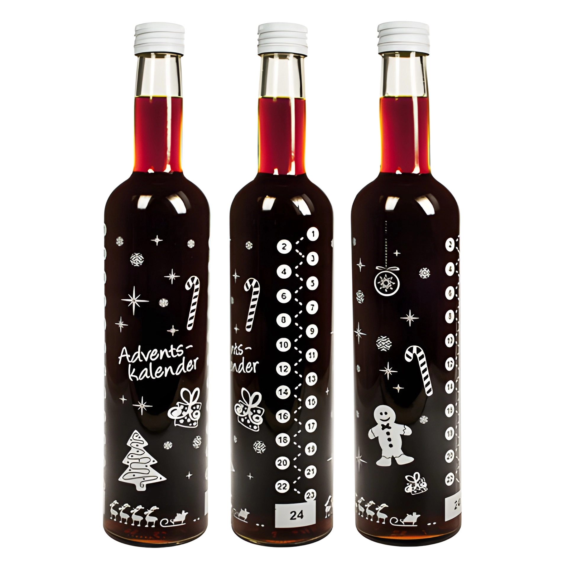 Adventskalender-Flasche 500 ml weiß