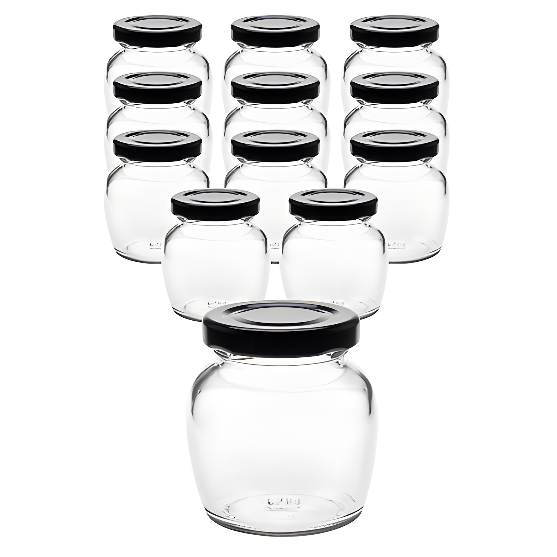 12er Set Schmuckglas 106 ml mit Deckel schwarz