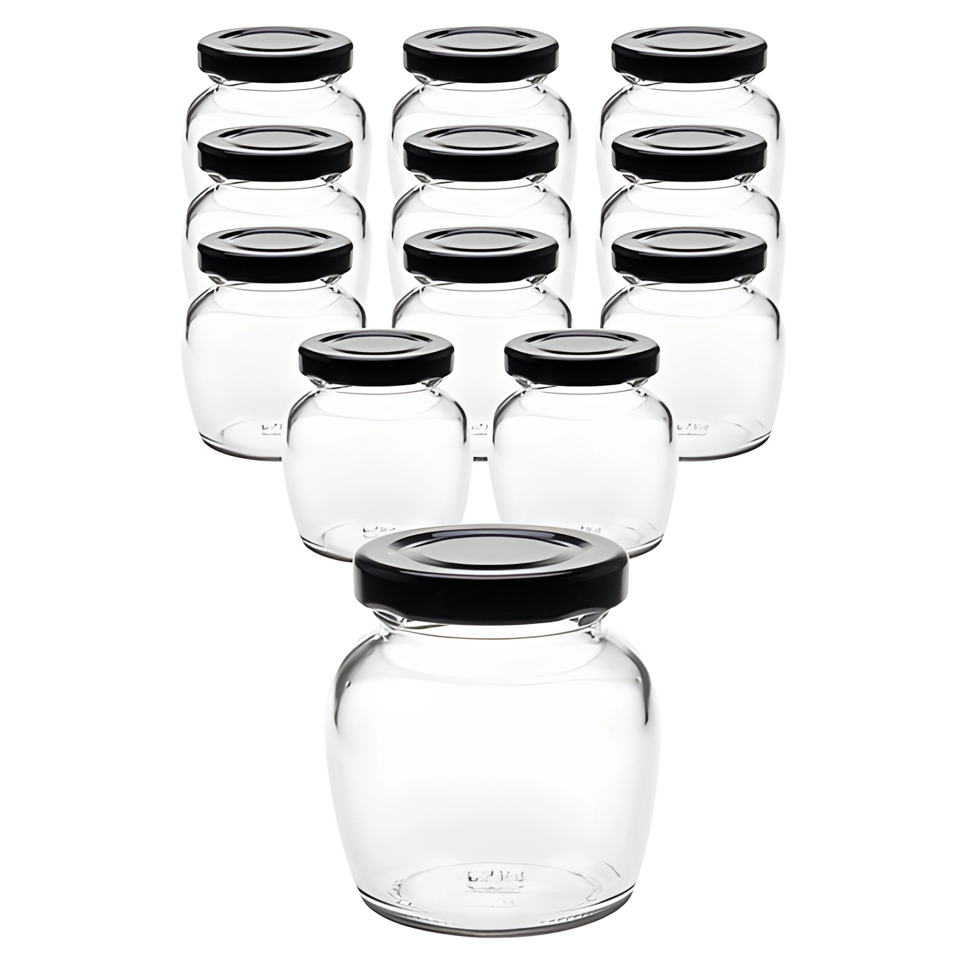 12er Set Schmuckglas 106 ml mit Deckel schwarz