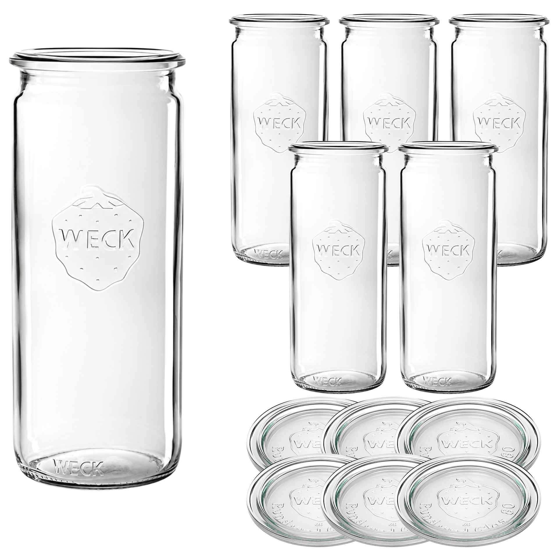WECK-Zylinderglas 1040 ml mit Glasdeckel, 6 Stück