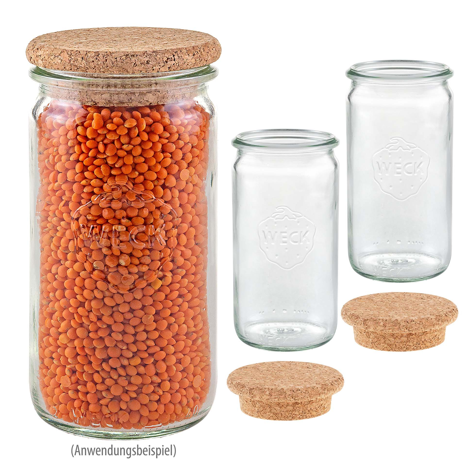 WECK-Zylinderglas  340 ml mit Pilzkorken, 3er Set