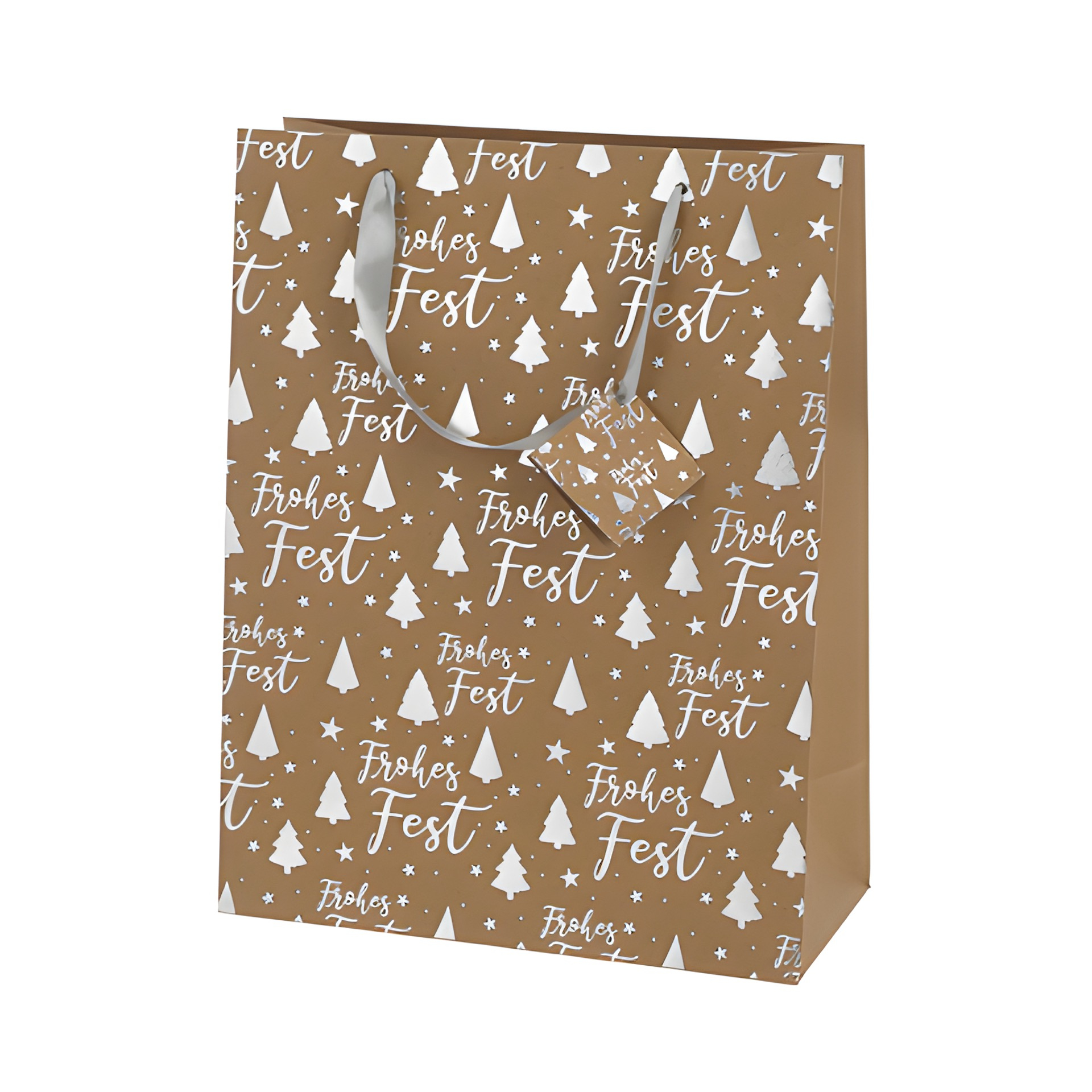 Geschenktüte 'Frohes Fest' silber, groß