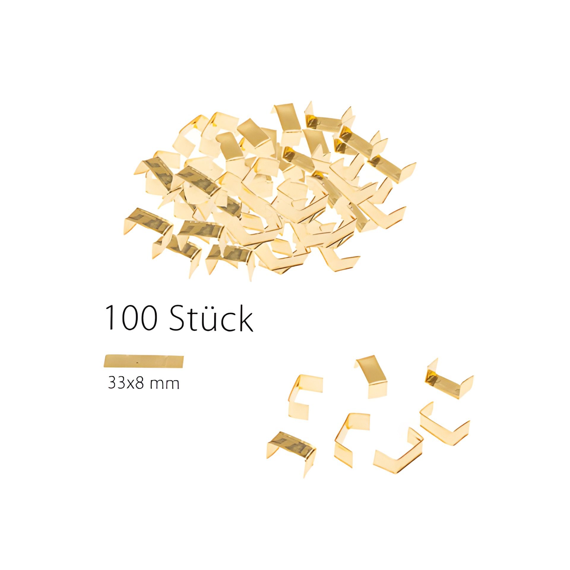 U-Clips 33 x 8 mm gold, 100 Stück