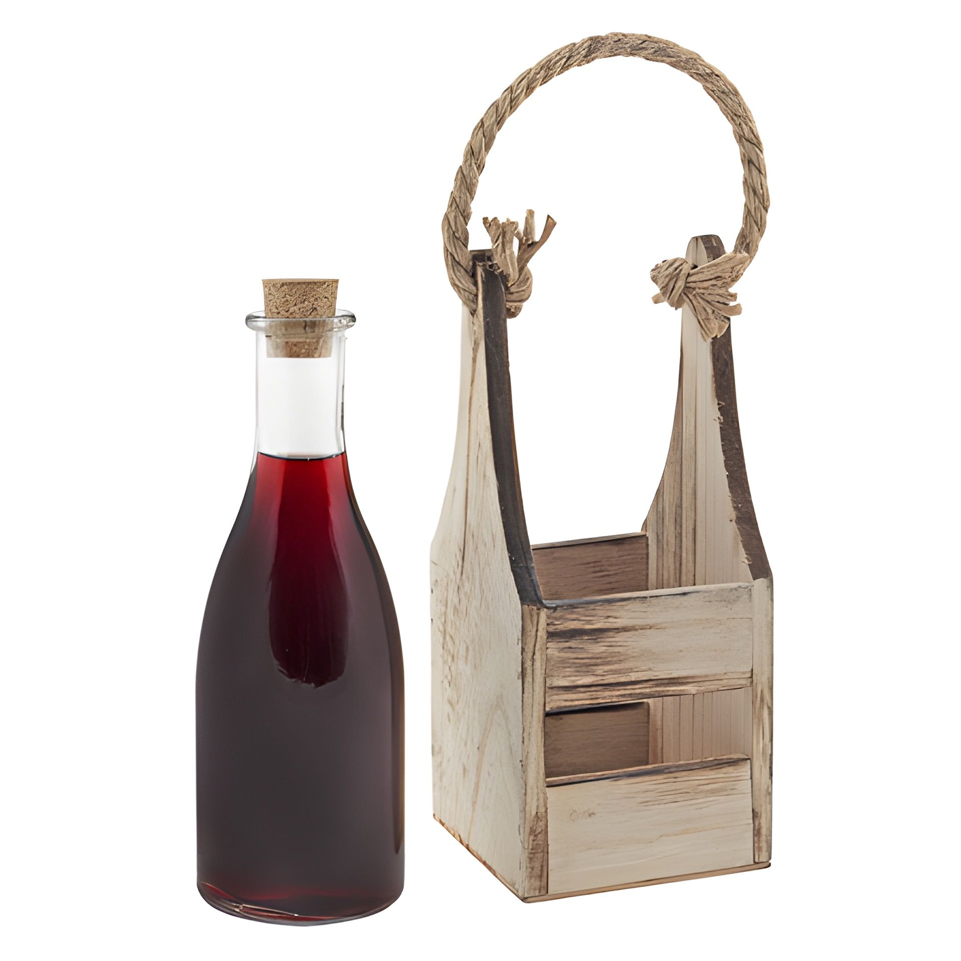 Deko-Flasche 290 ml im Holzträger