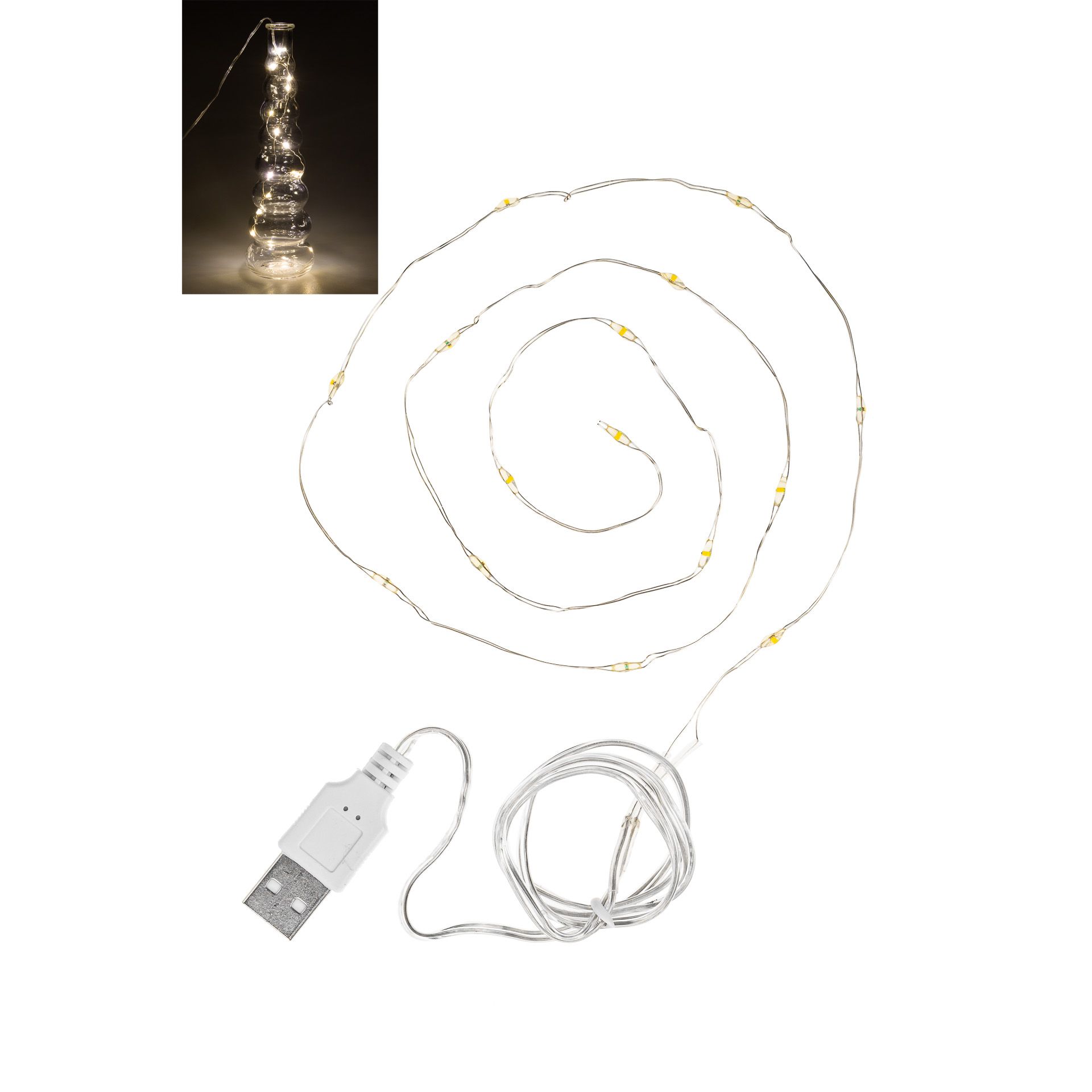 Lichterkette USB mit 15 LEDs warmweiß
