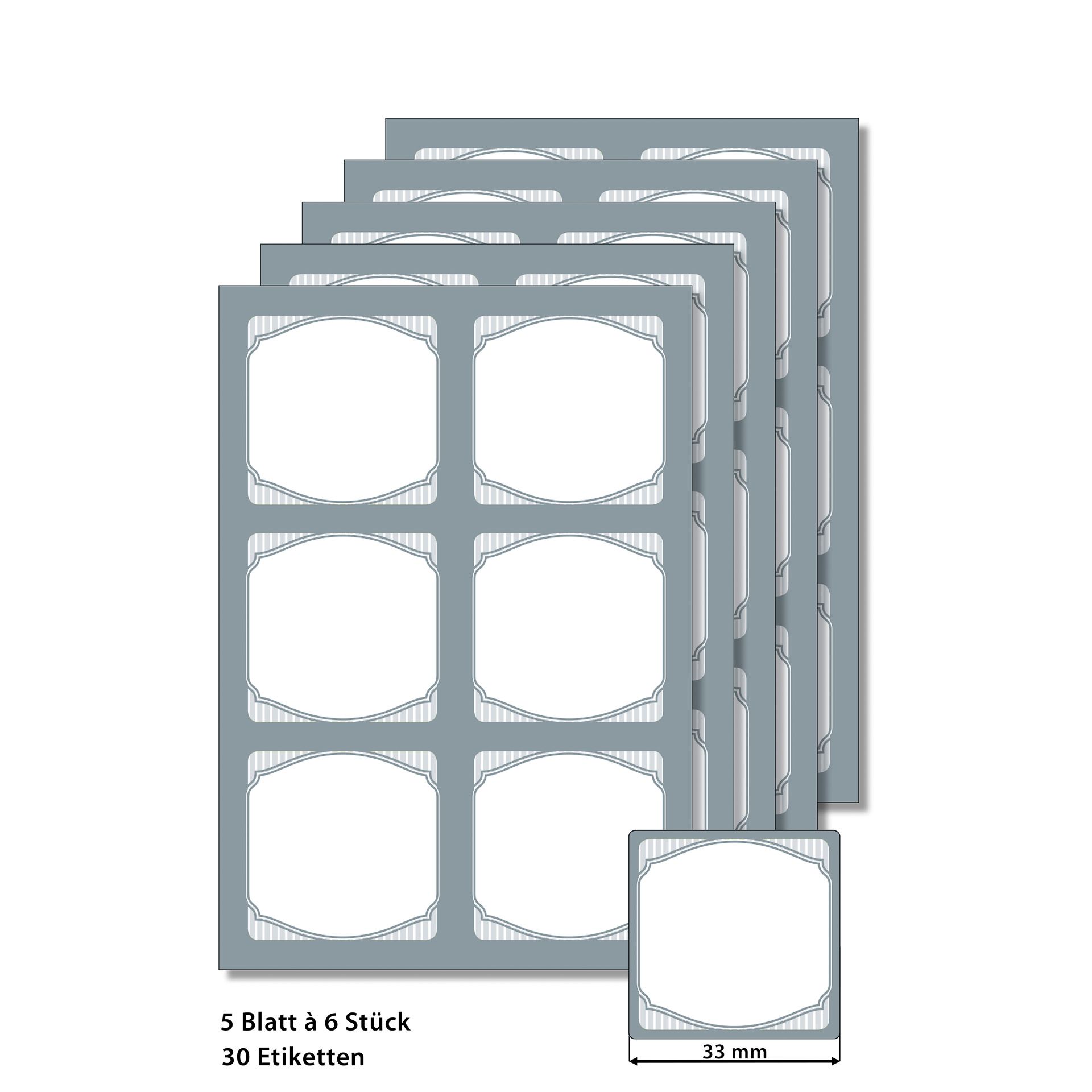 Cubi Etikettenbogen grau, 5 Blatt