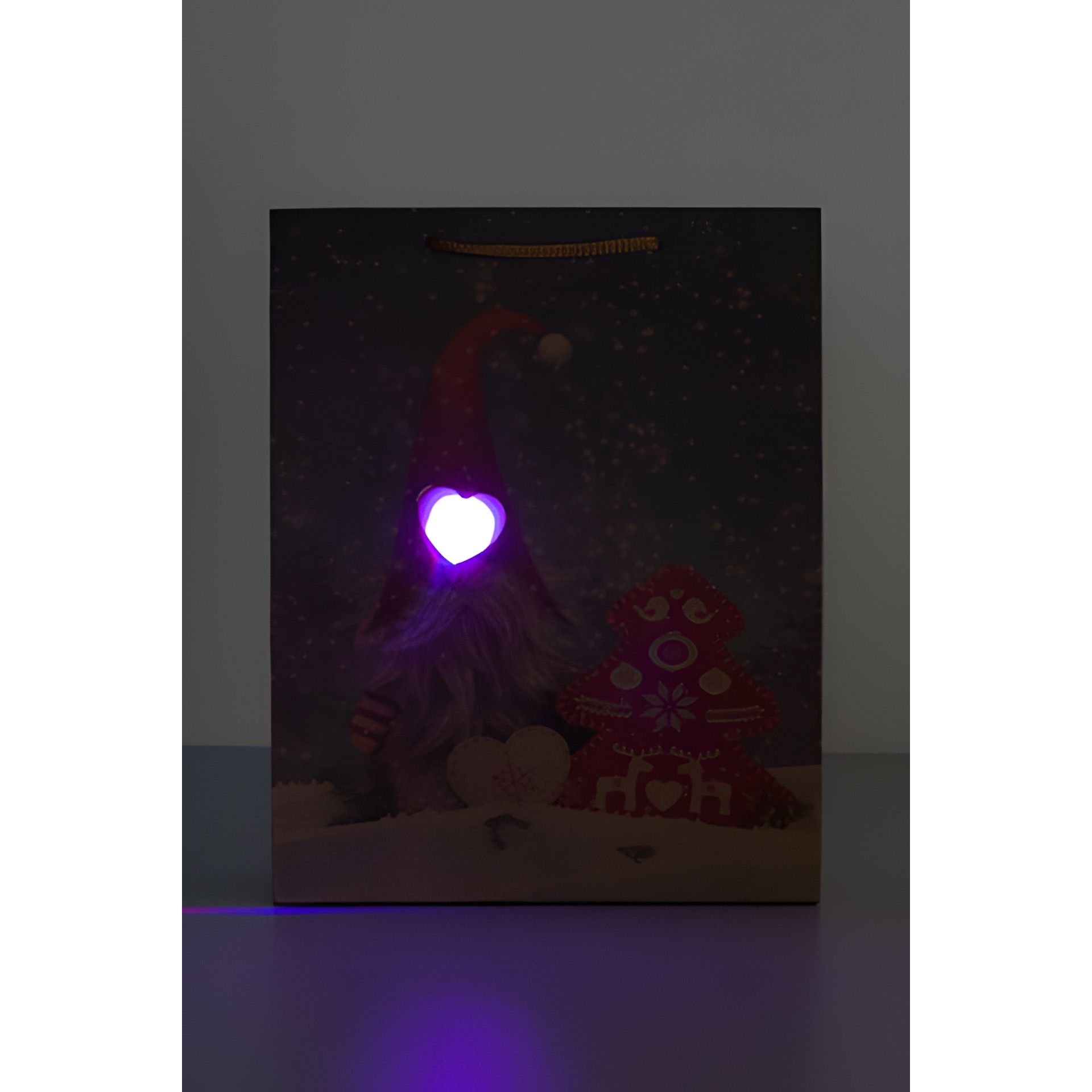 Geschenktüte 'Weihnachtswichtel' mit LED, mittel