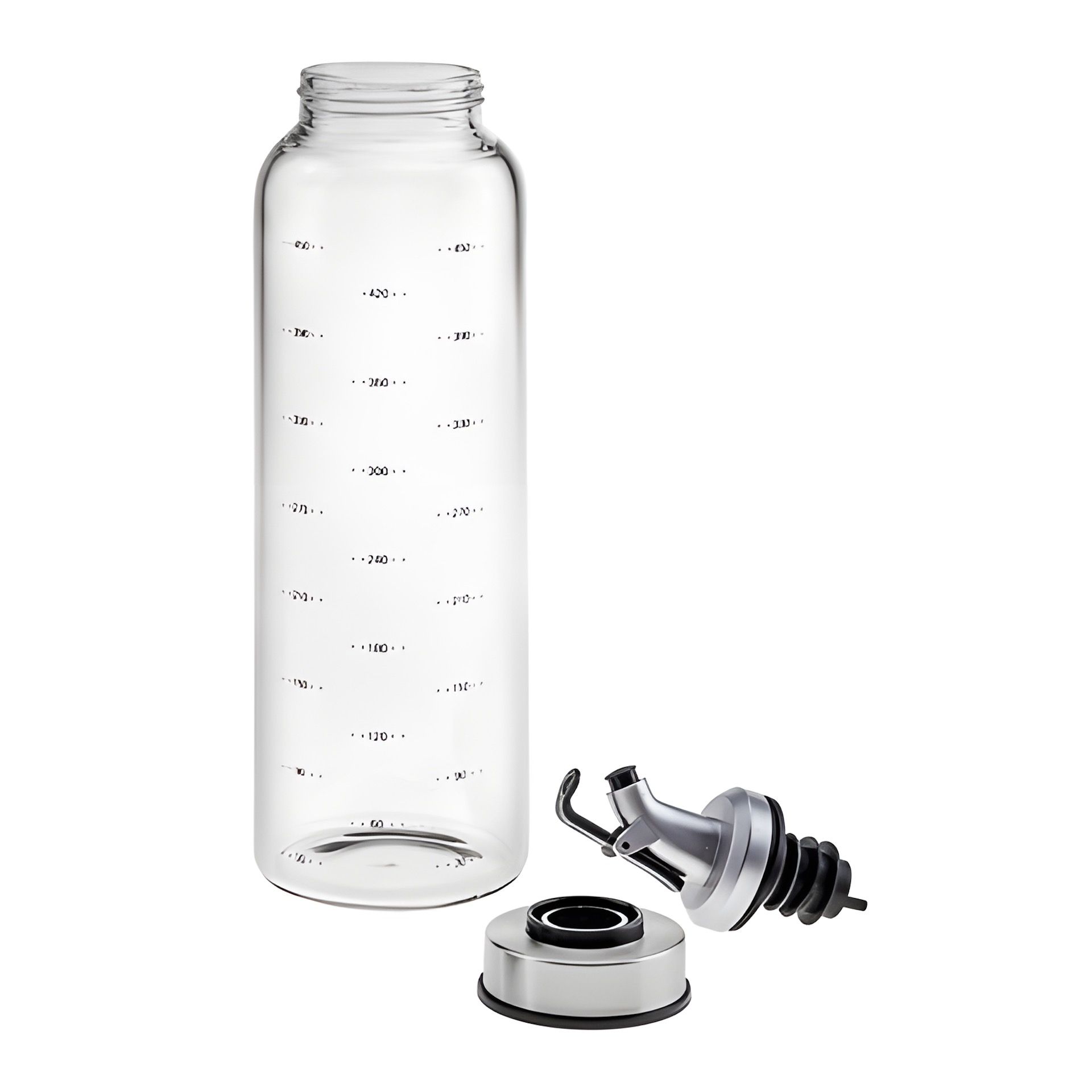Glasflasche 500 ml mit Skala und Ausgießer