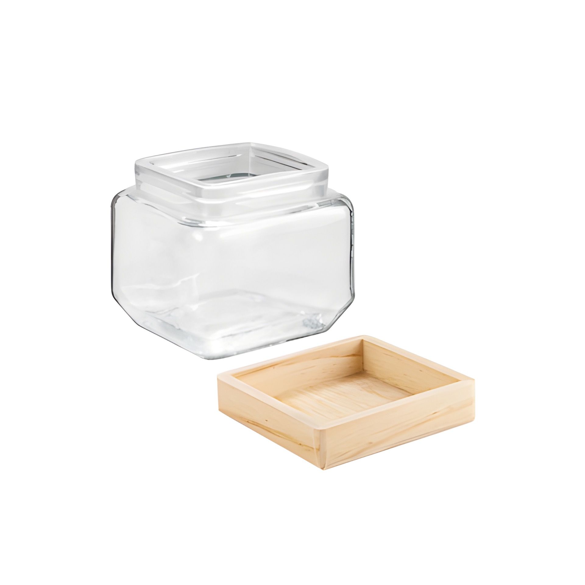 Vorratsglas  850 ml eckig mit Holzdeckel