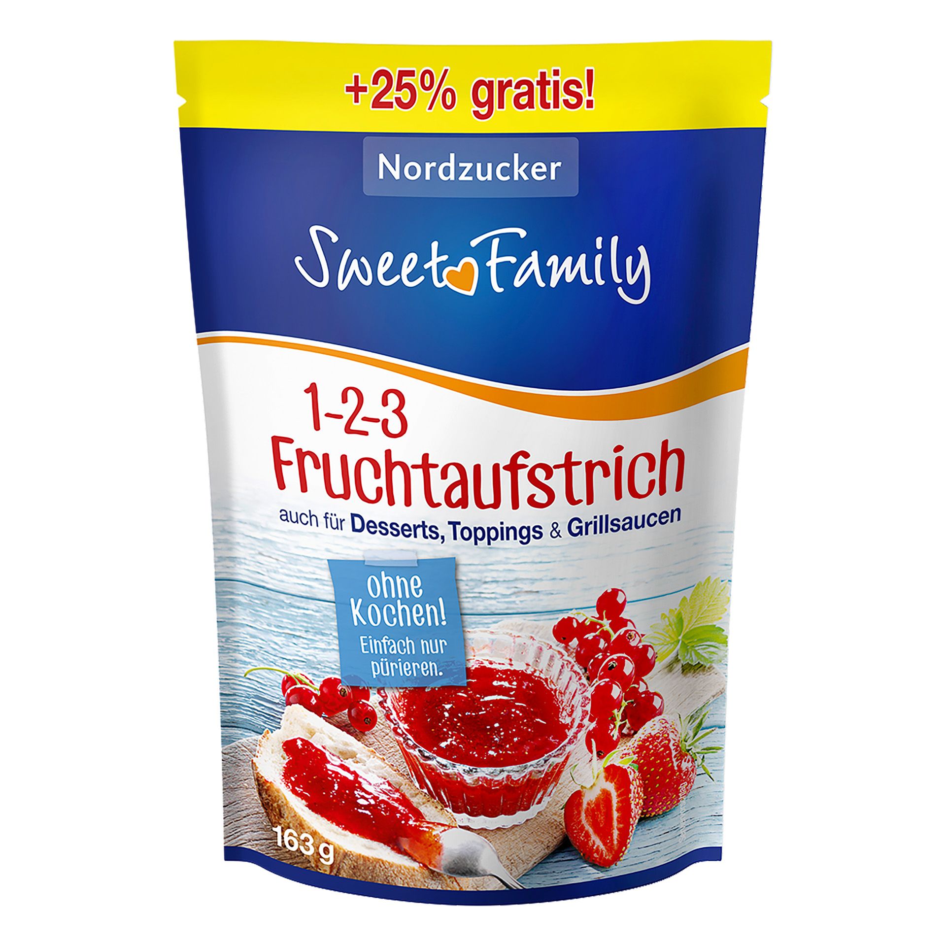 Fruchtaufstrich 1-2-3, 163 g + 25 % gratis