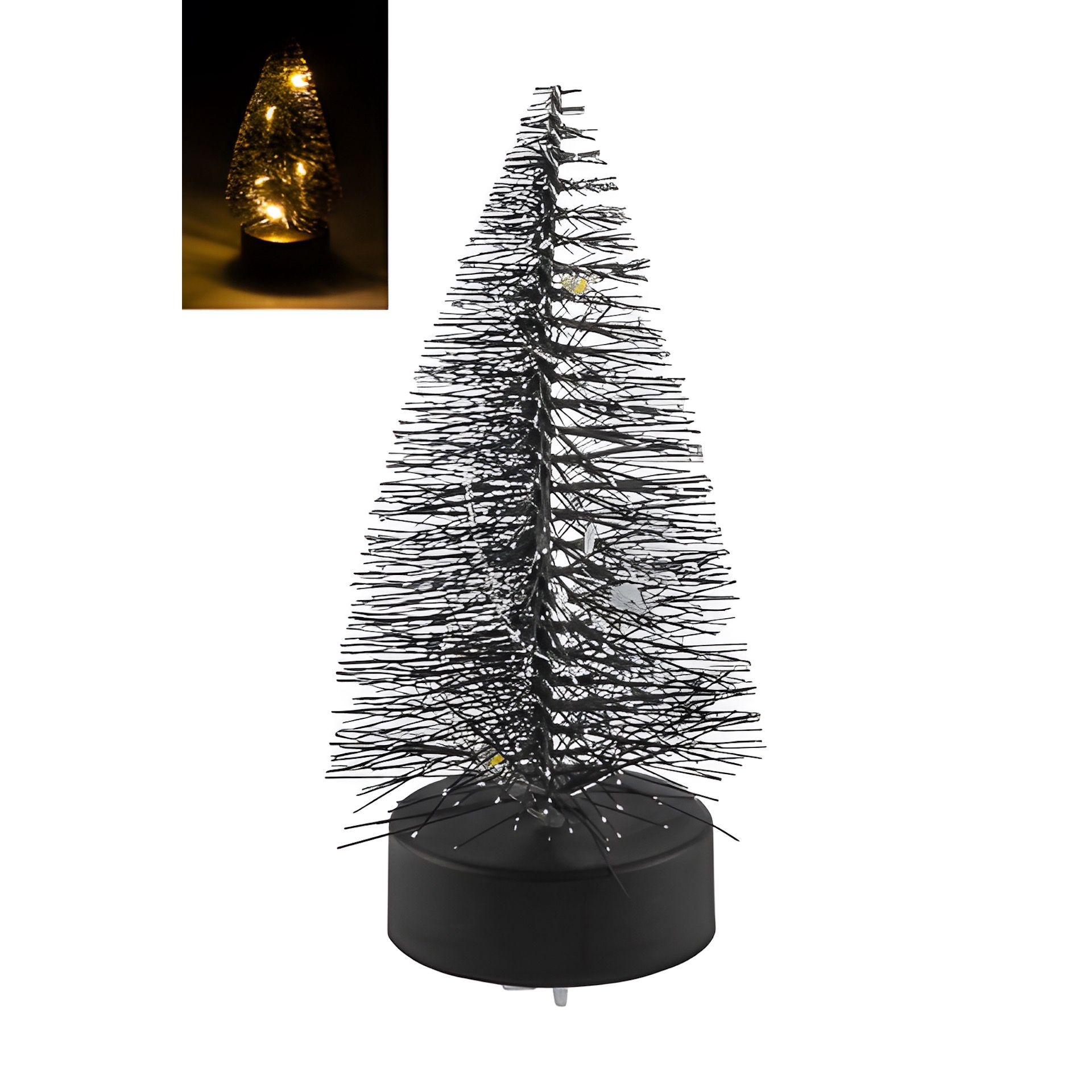 Deko-Tannenbaum mit 5 LEDs, 10 cm, schwarz