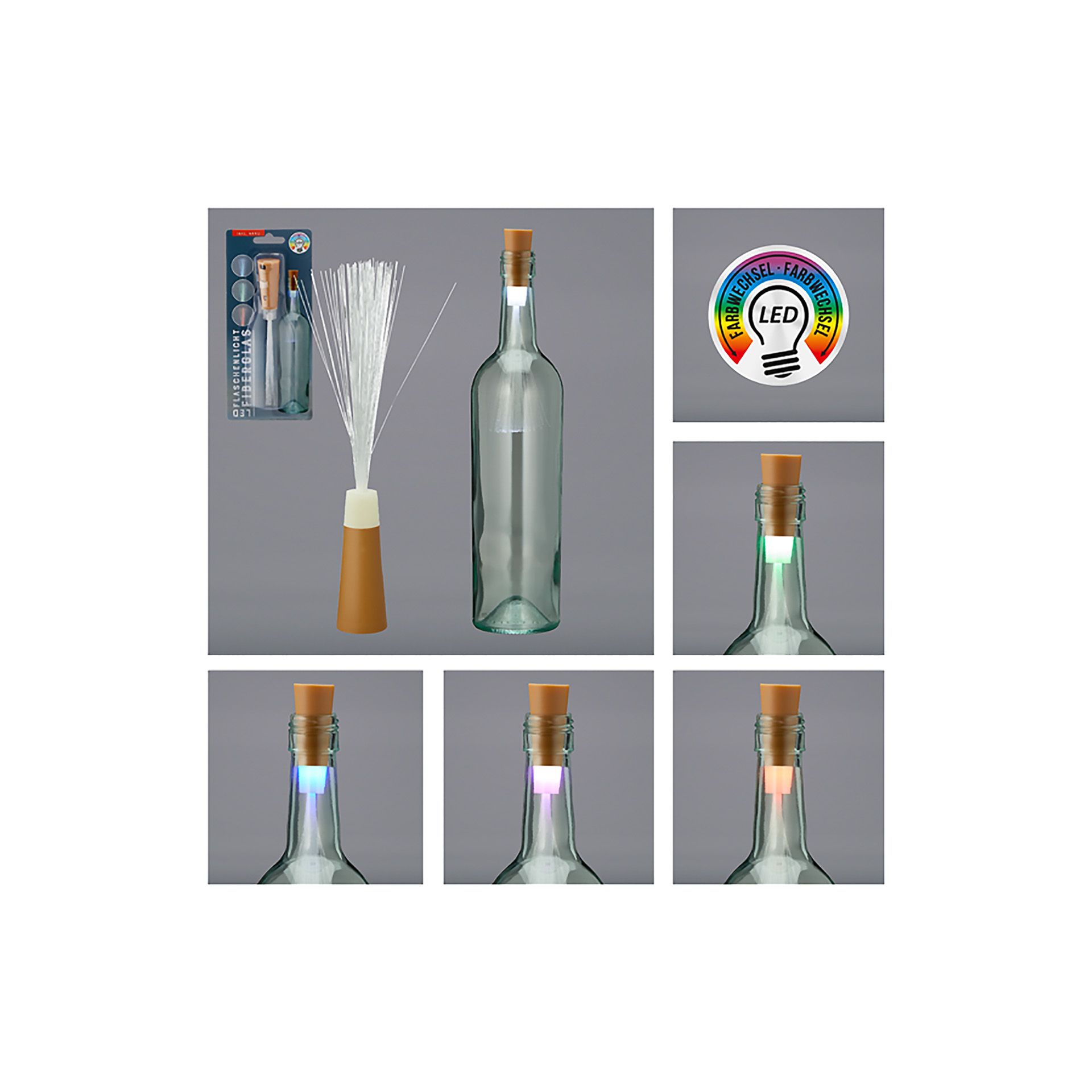 Flaschenlicht LED mit Fiberglas / Farbwechsel