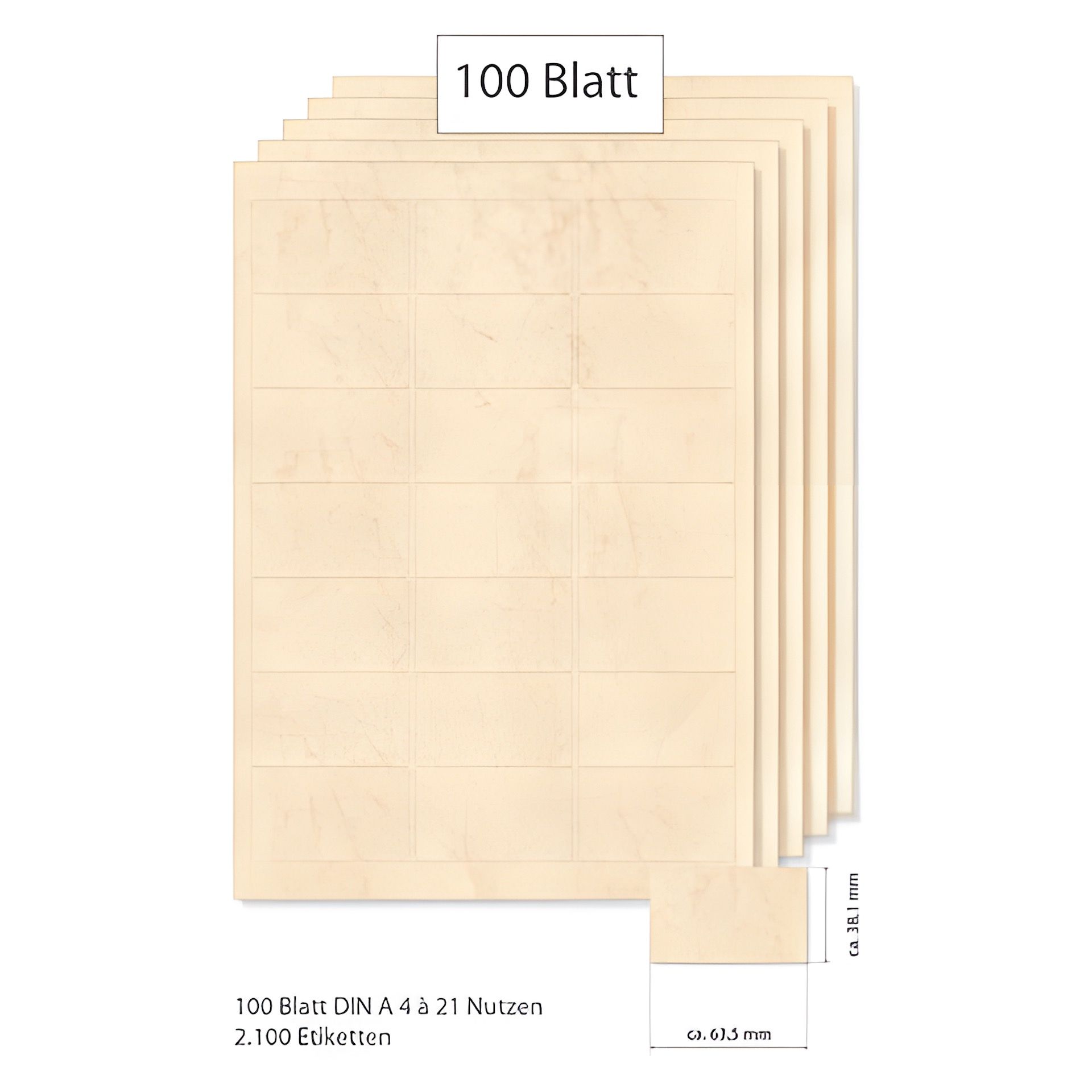 Etiketten 63,5 x 38,1 mm beige marmoriert - 100 Blatt A4