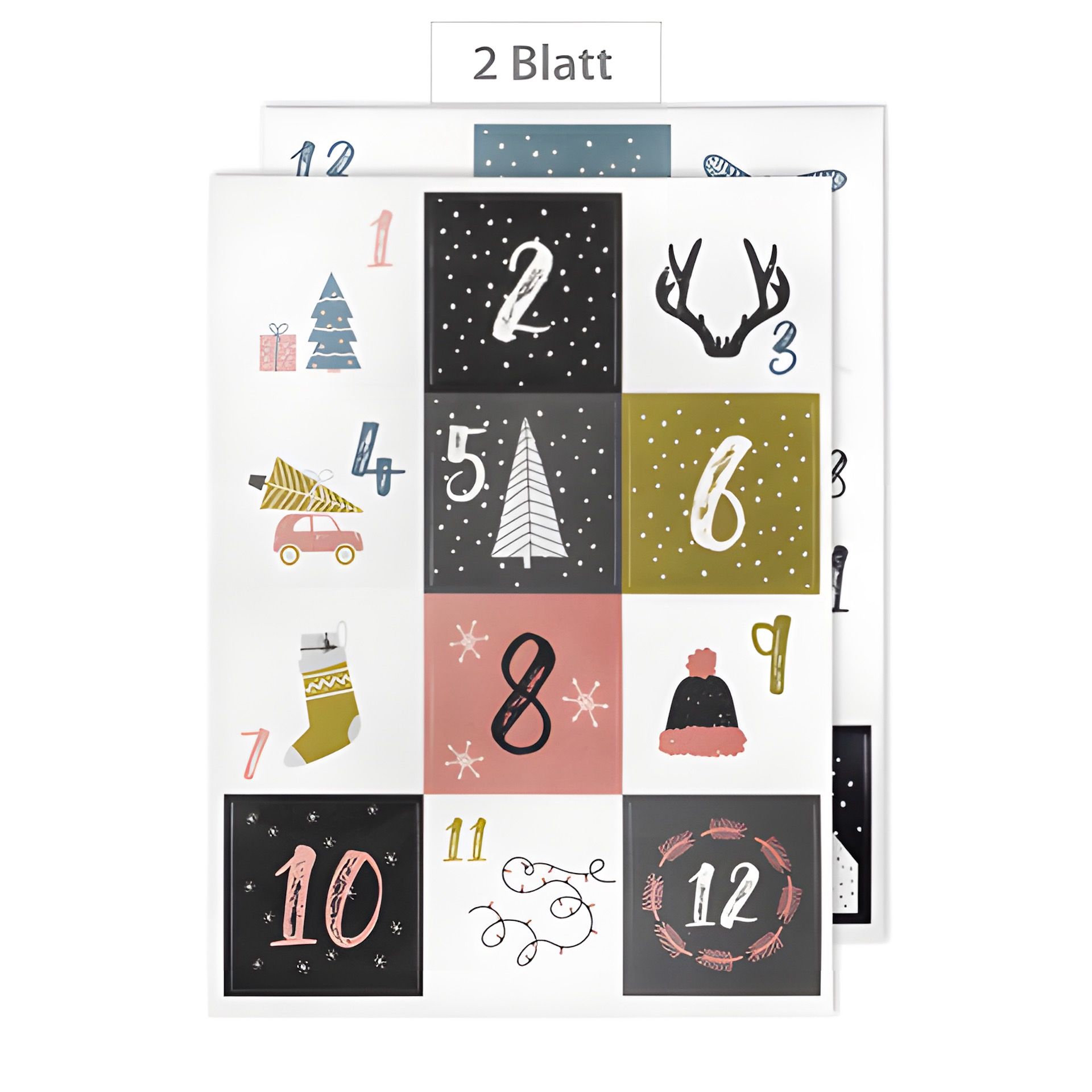 Adventskalender-Zahlen Wintermotive, 24 Stück