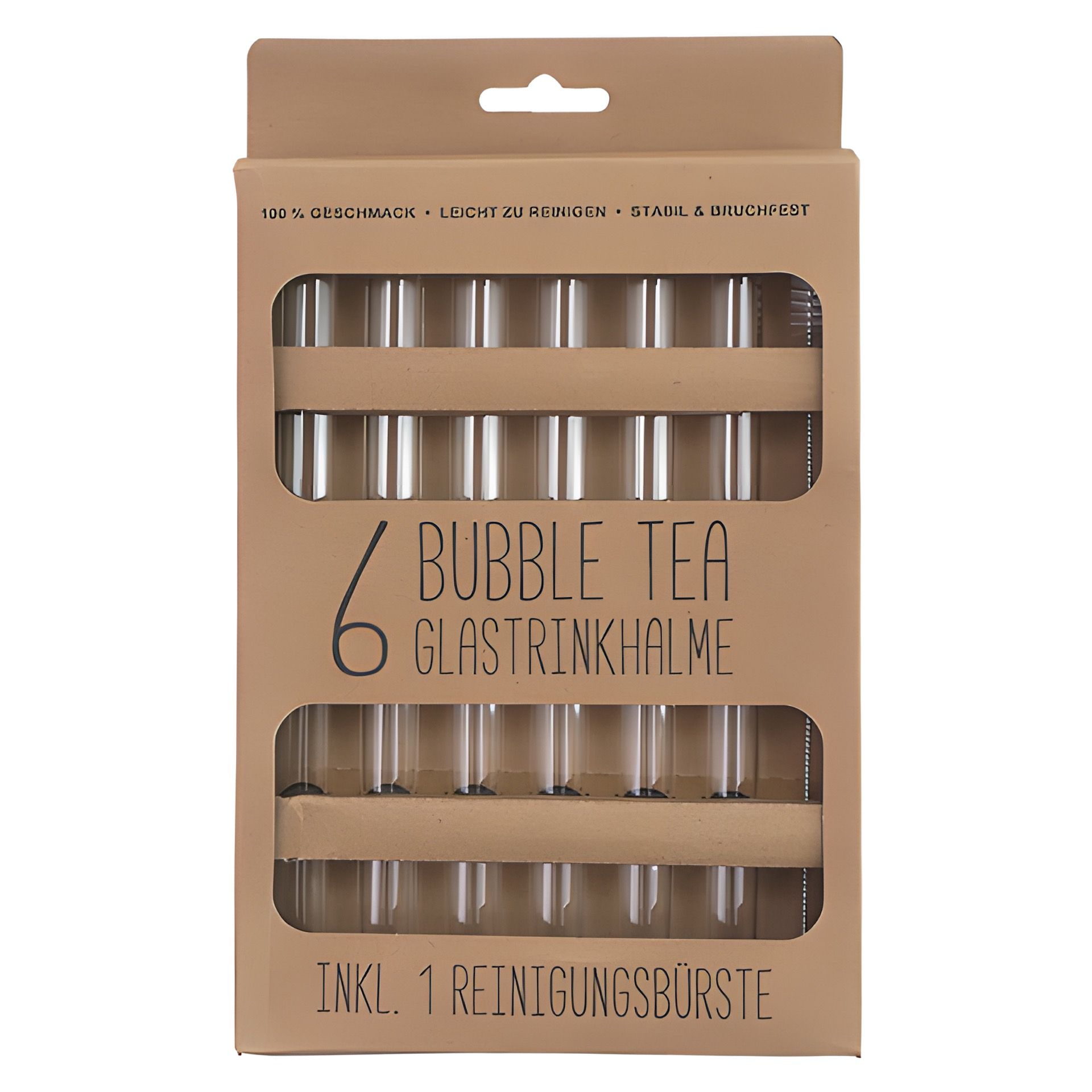 Bubble Tea Glastrinkhalme 21 cm, Ø 14 mm, 6 Stück