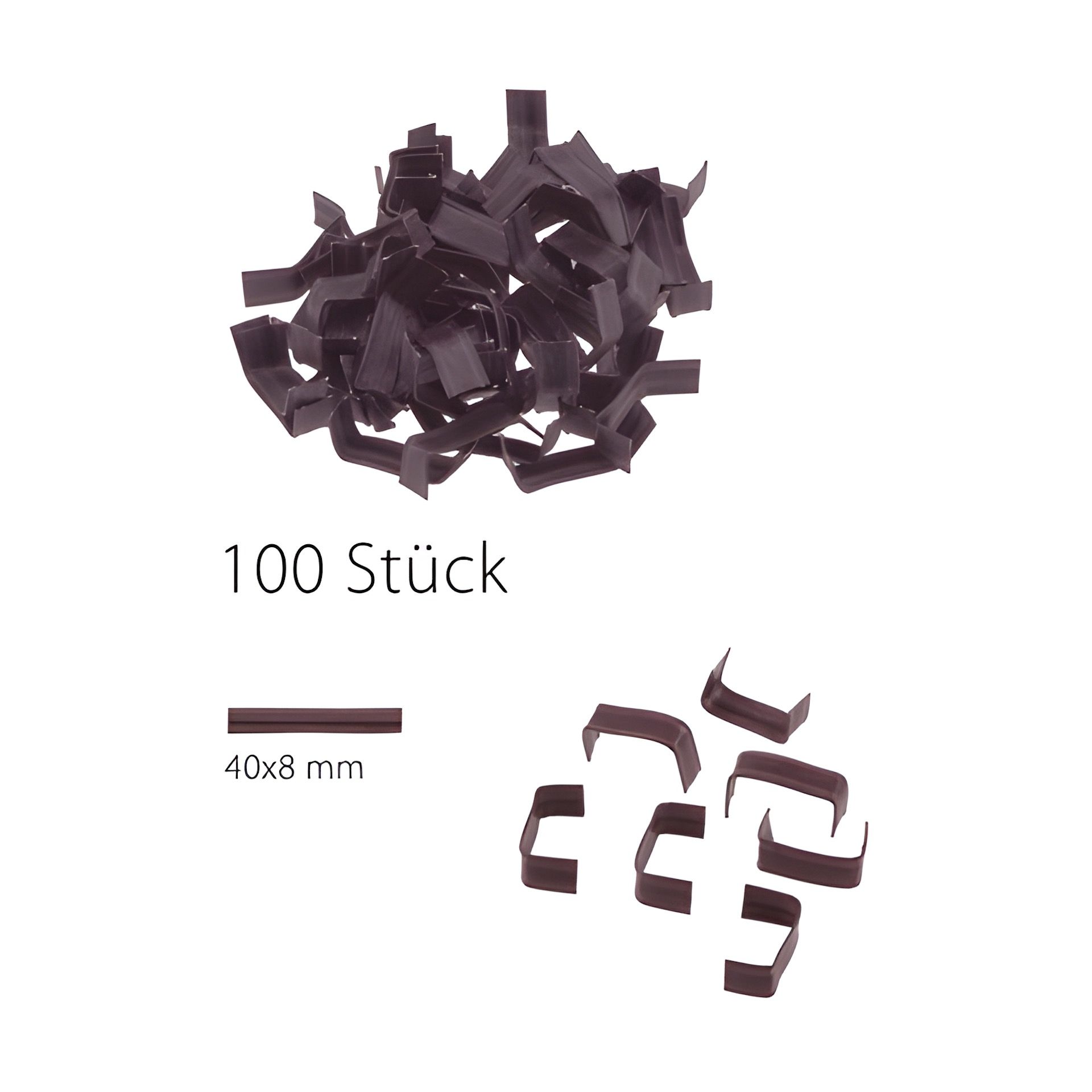 U-Clips 40 x 8 mm braun, 100 Stück