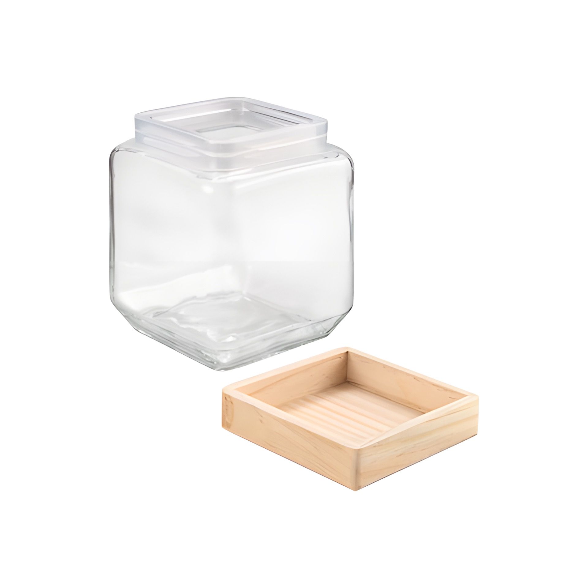 Vorratsglas 1250 ml eckig mit Holzdeckel