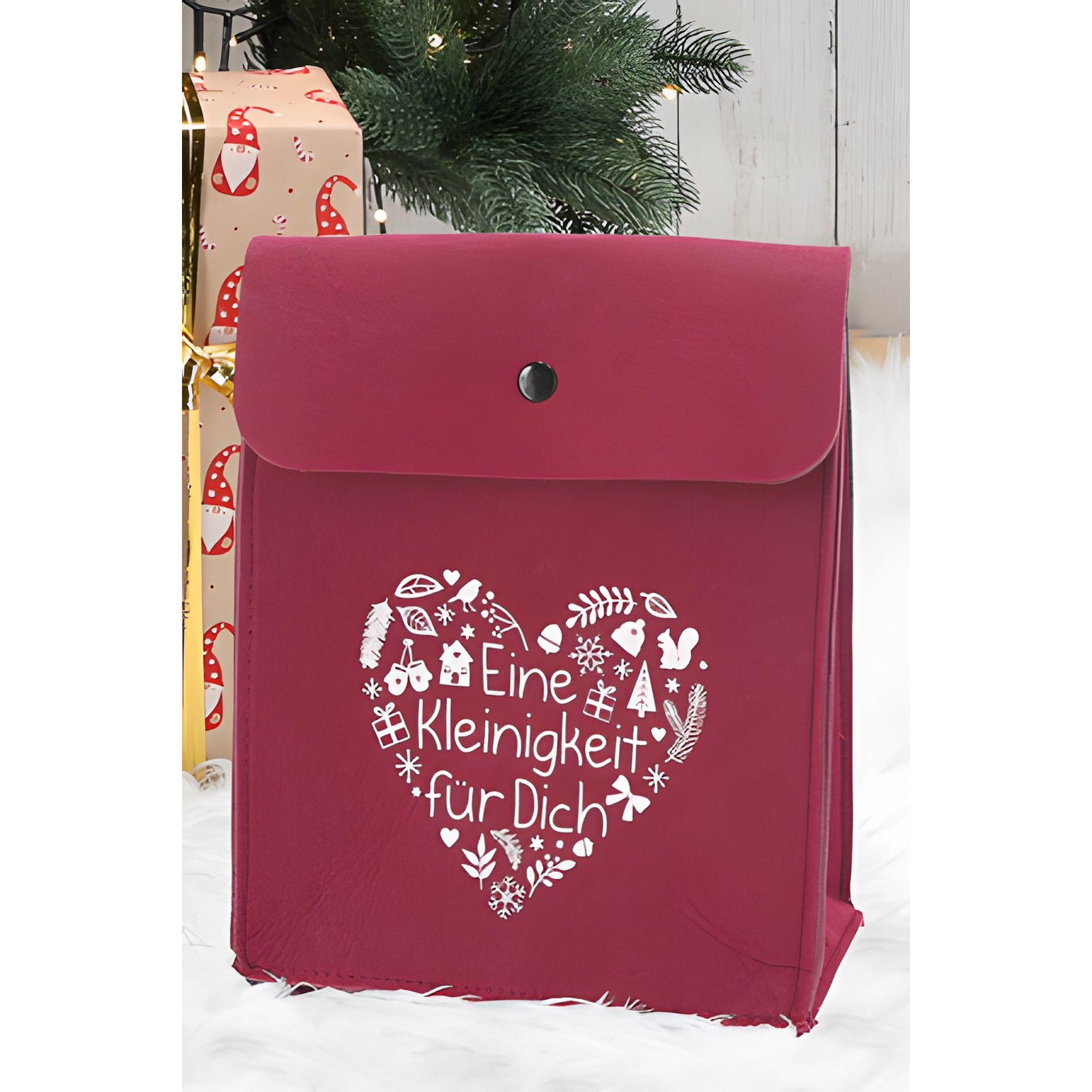 Geschenktasche mit Druckknopf, 20 x 25 cm, weinrot
