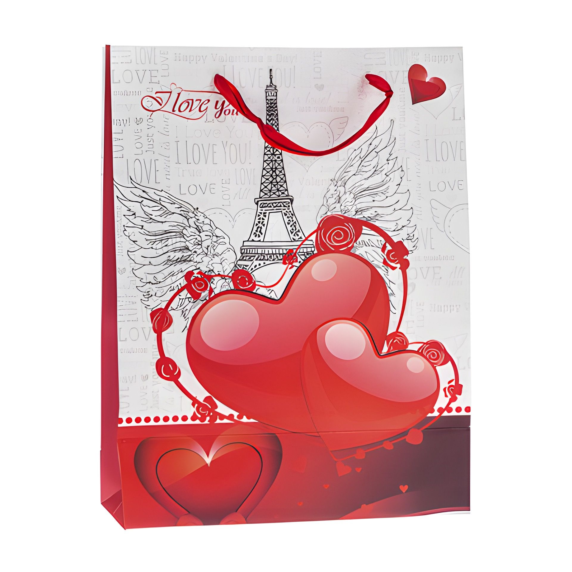 Geschenktüte 'I love you mit Glitzerherz', groß