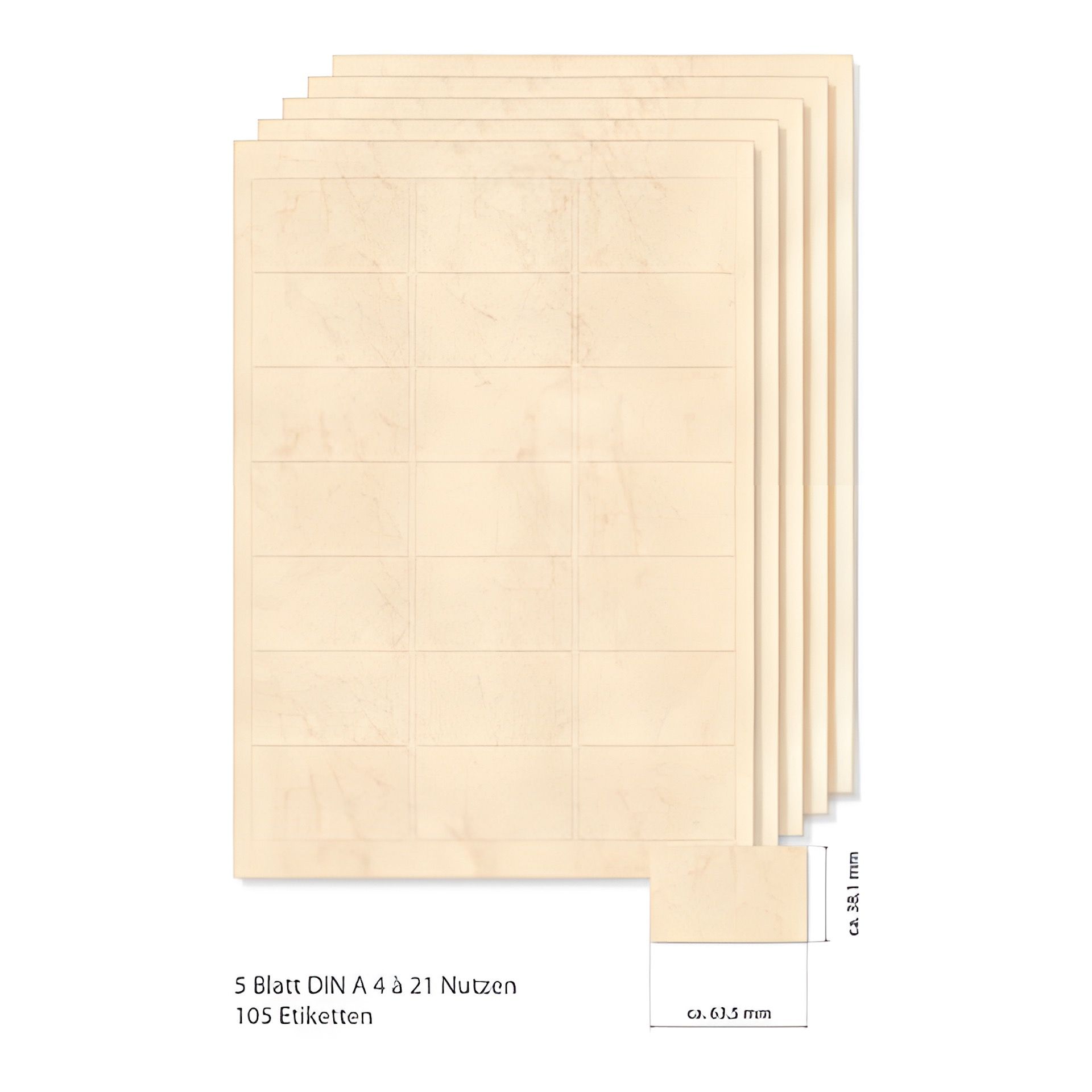 Etiketten 63,5 x 38,1 mm beige marmoriert -  5 Blatt A4