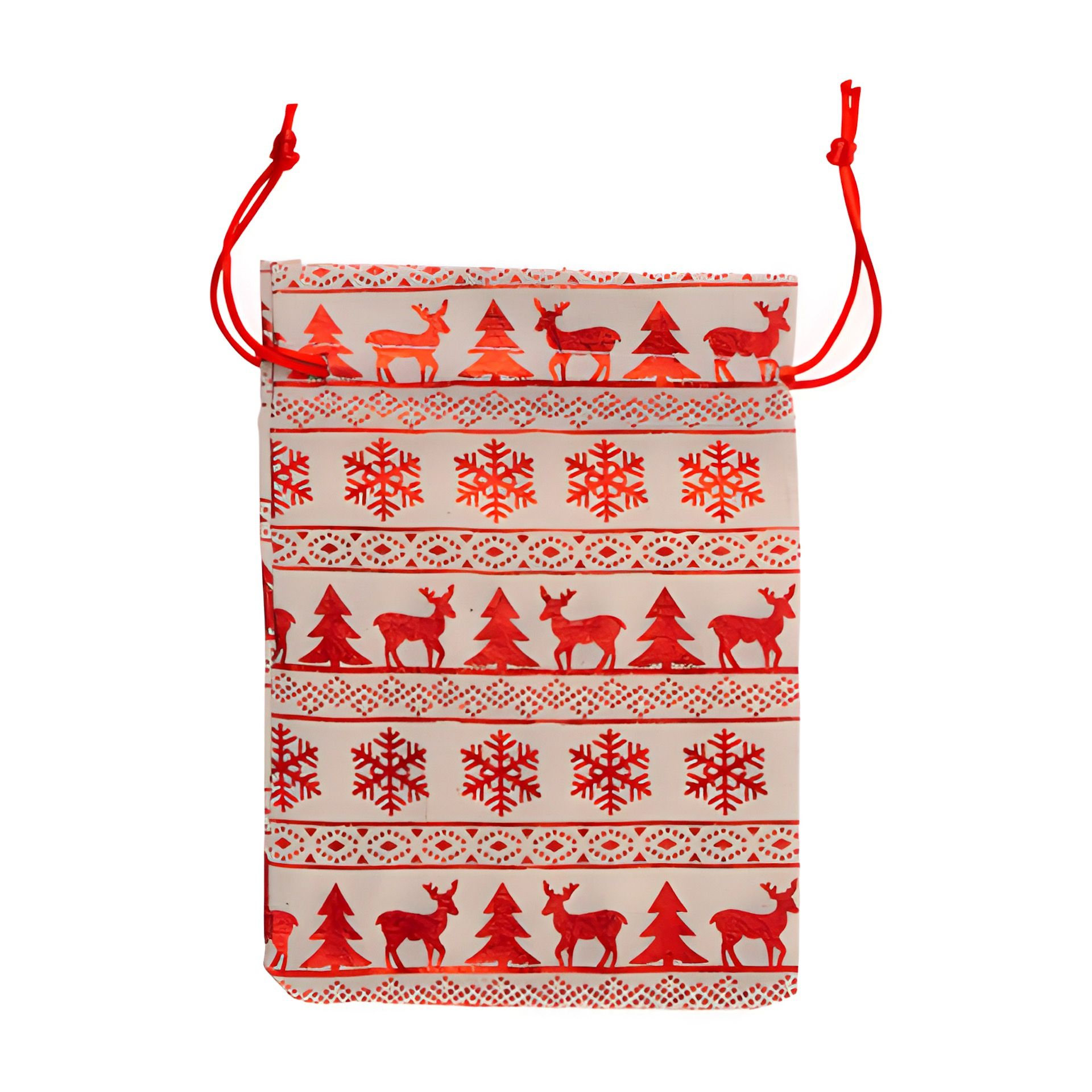 Jutebeutel 'Winter' natur/rot 17 x 13 cm