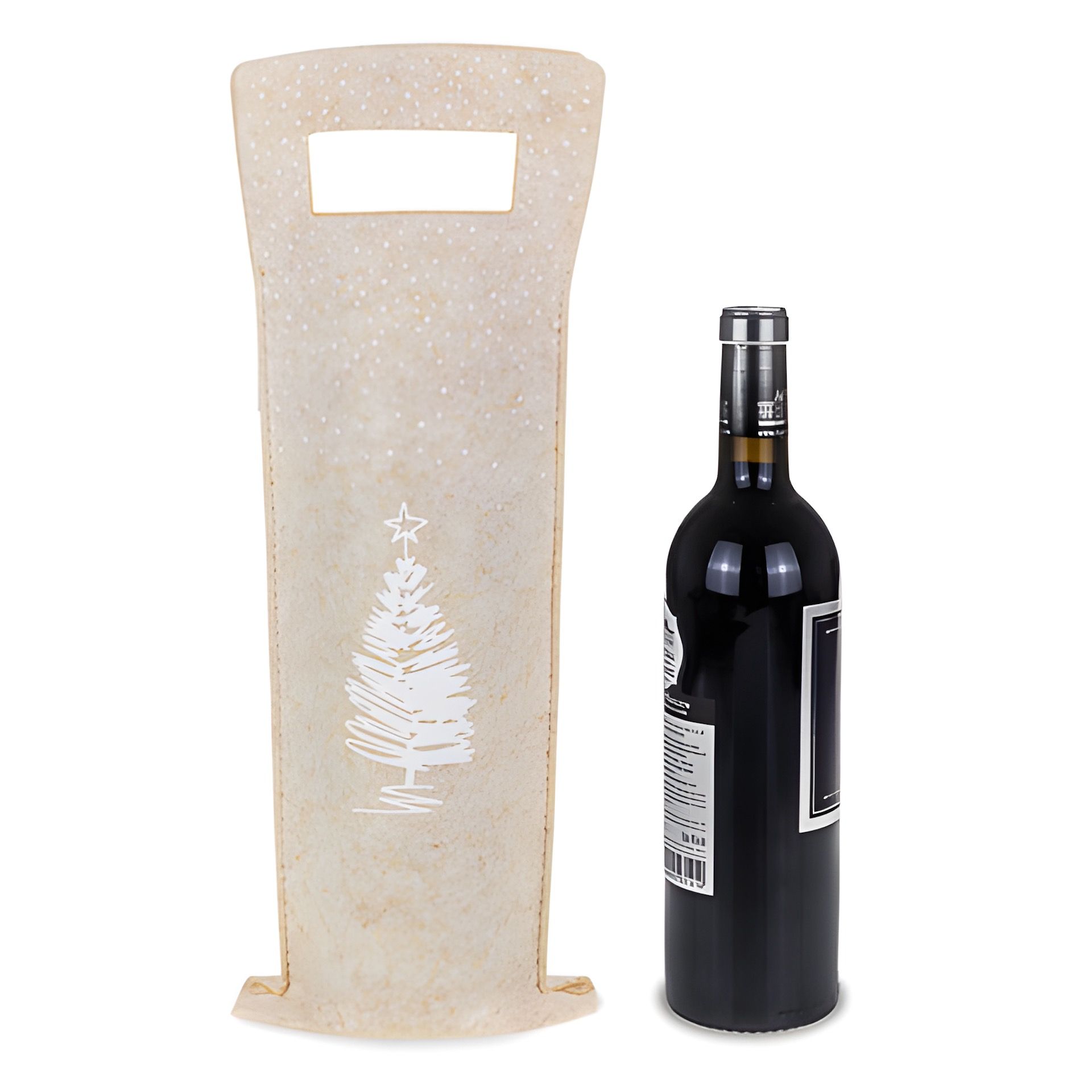 Flaschentasche 'Tanne' Filz creme, mittel