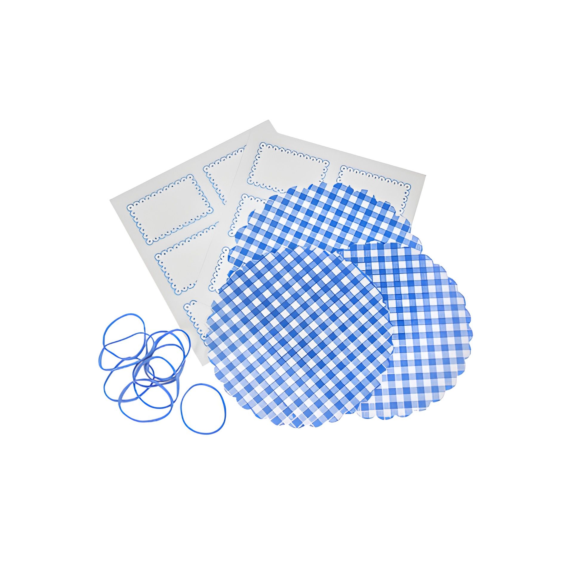 Deckchen-Set Ø 135 mm, blau kariert, 32-teilig