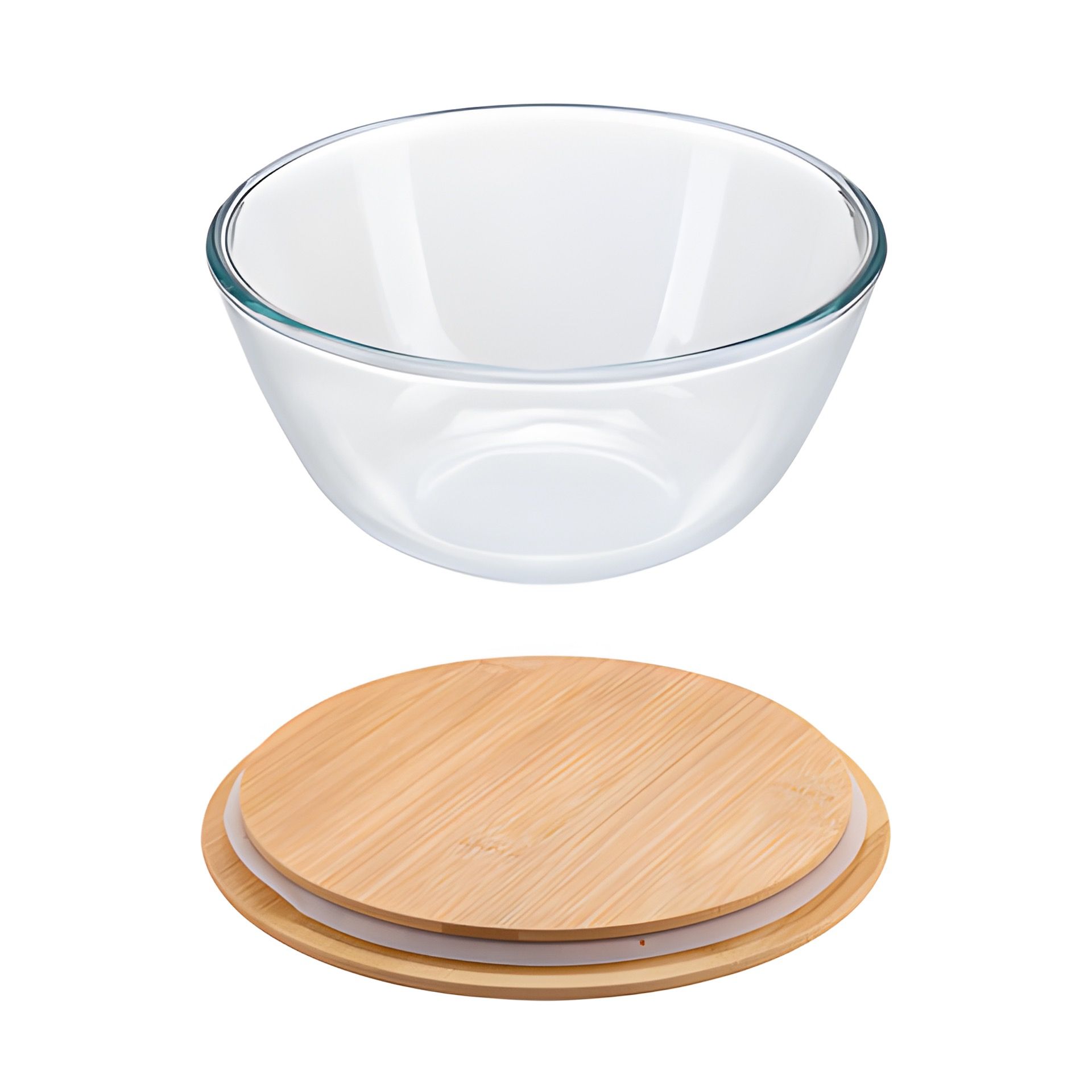 Glasschüssel 2700 ml mit Bambusdeckel