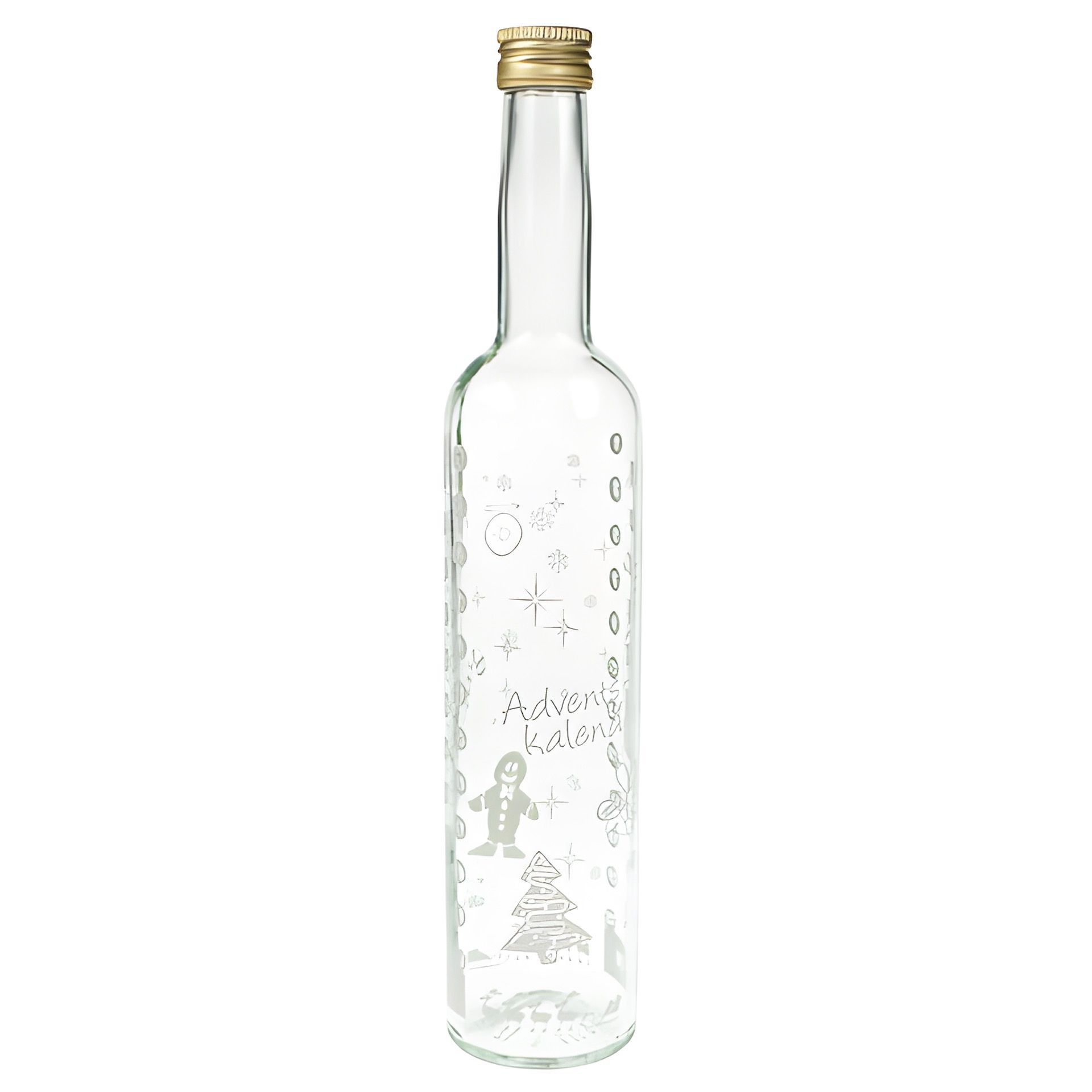 Adventskalender-Flasche 500 ml weiß (Karton, 70 Stück)