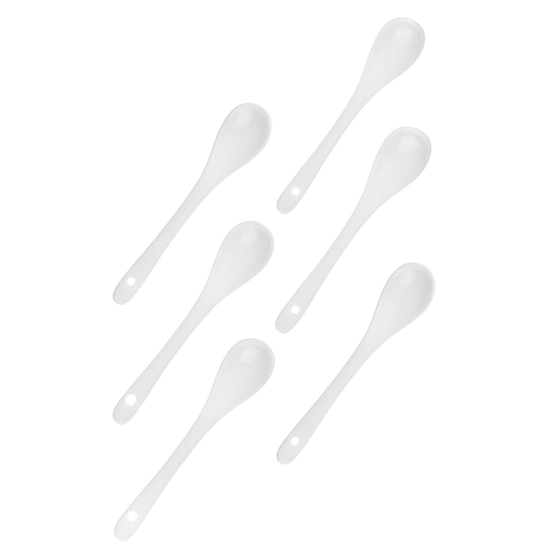 Löffelchen Porzellan 12,5 cm weiß, 6er Pack