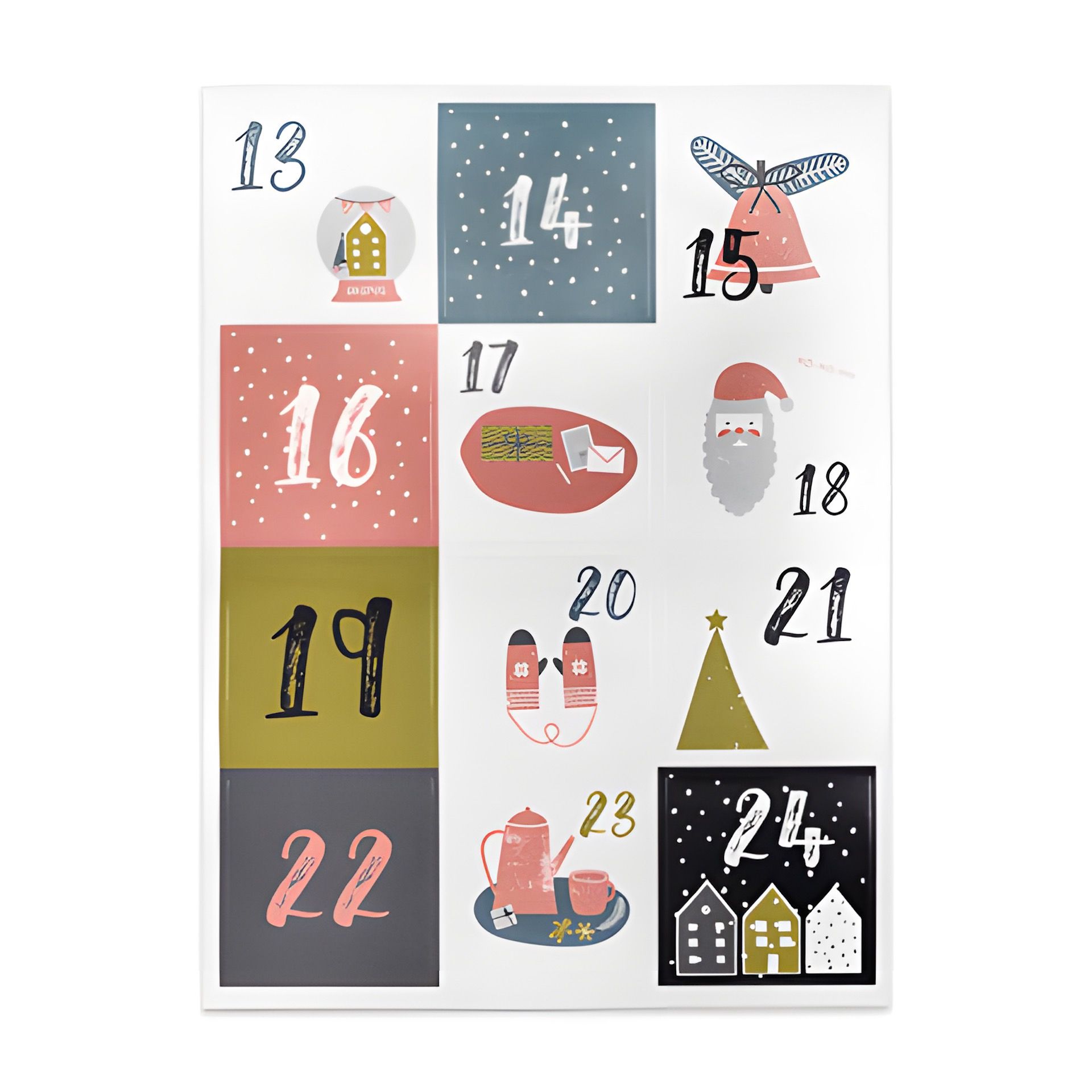 Adventskalender-Zahlen Wintermotive, 24 Stück