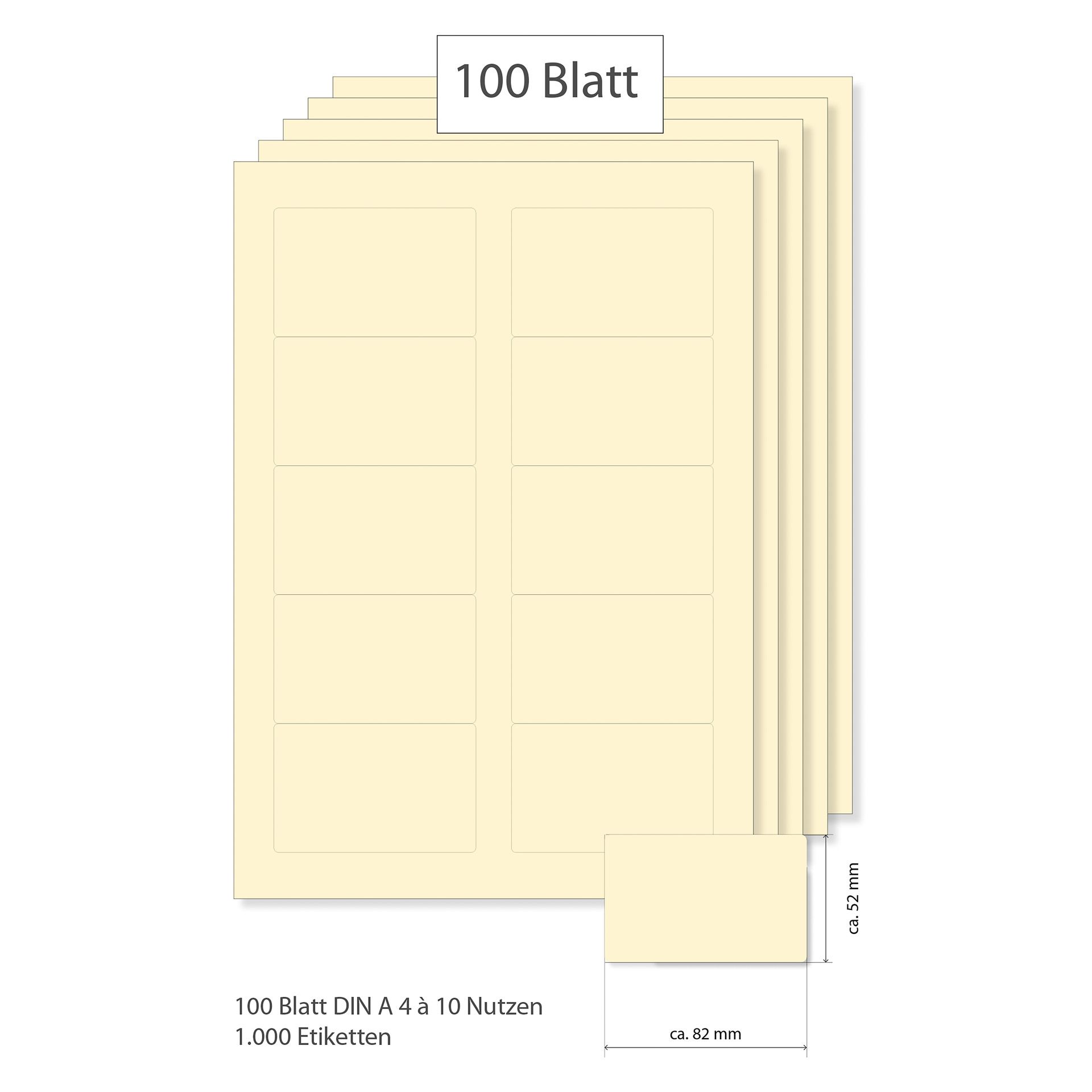 Etiketten 82 x 52 mm creme - 100 Blatt A4