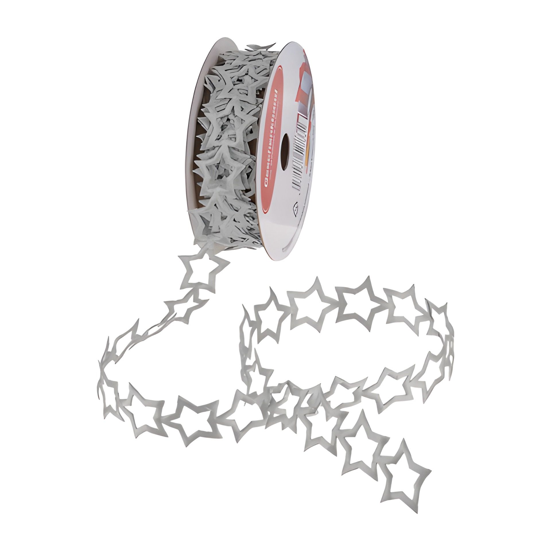 Geschenkband 'Sterne' 2,7 m, 25 mm silber