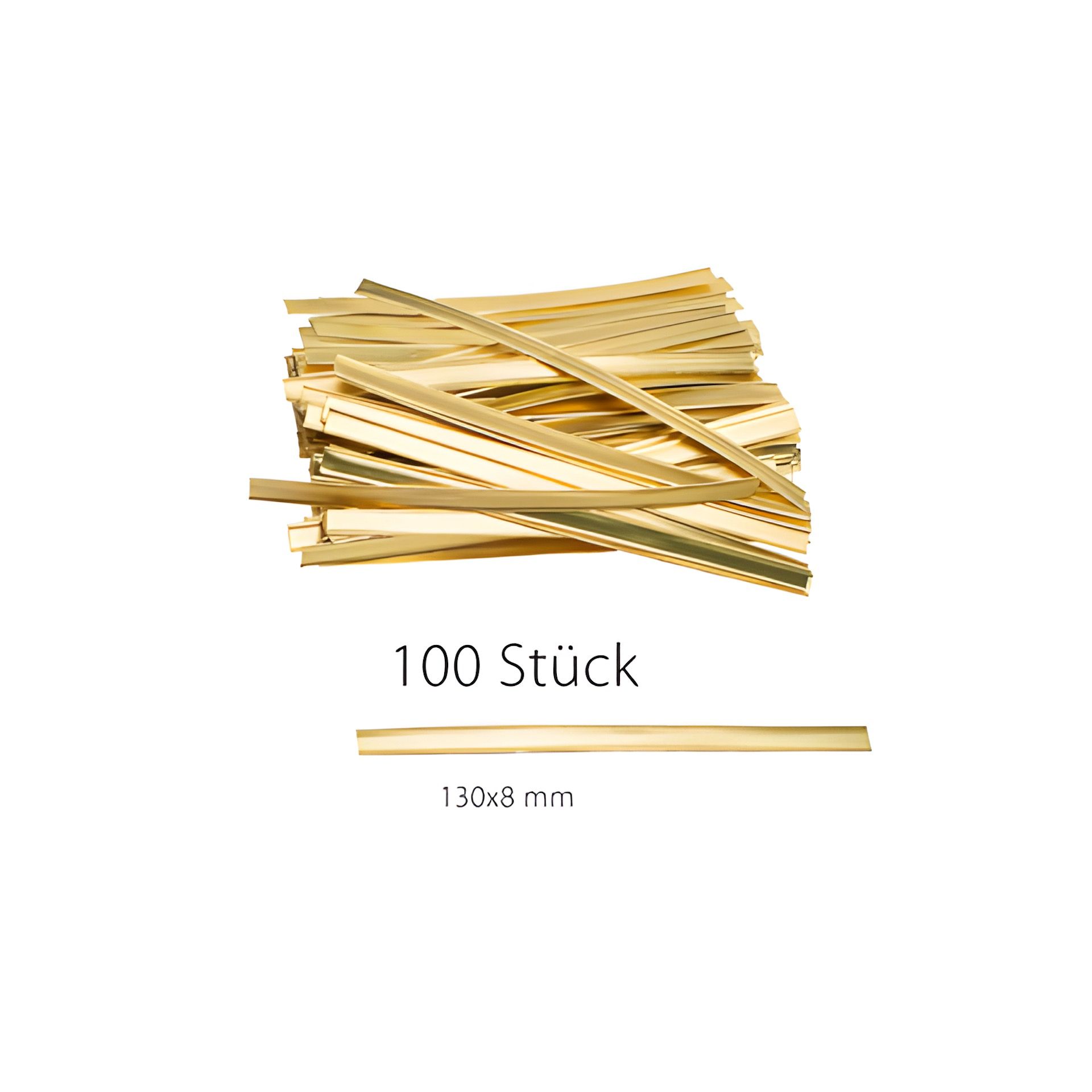 Clipbandverschlüsse 130 x 8 mm gold, 100 Stück