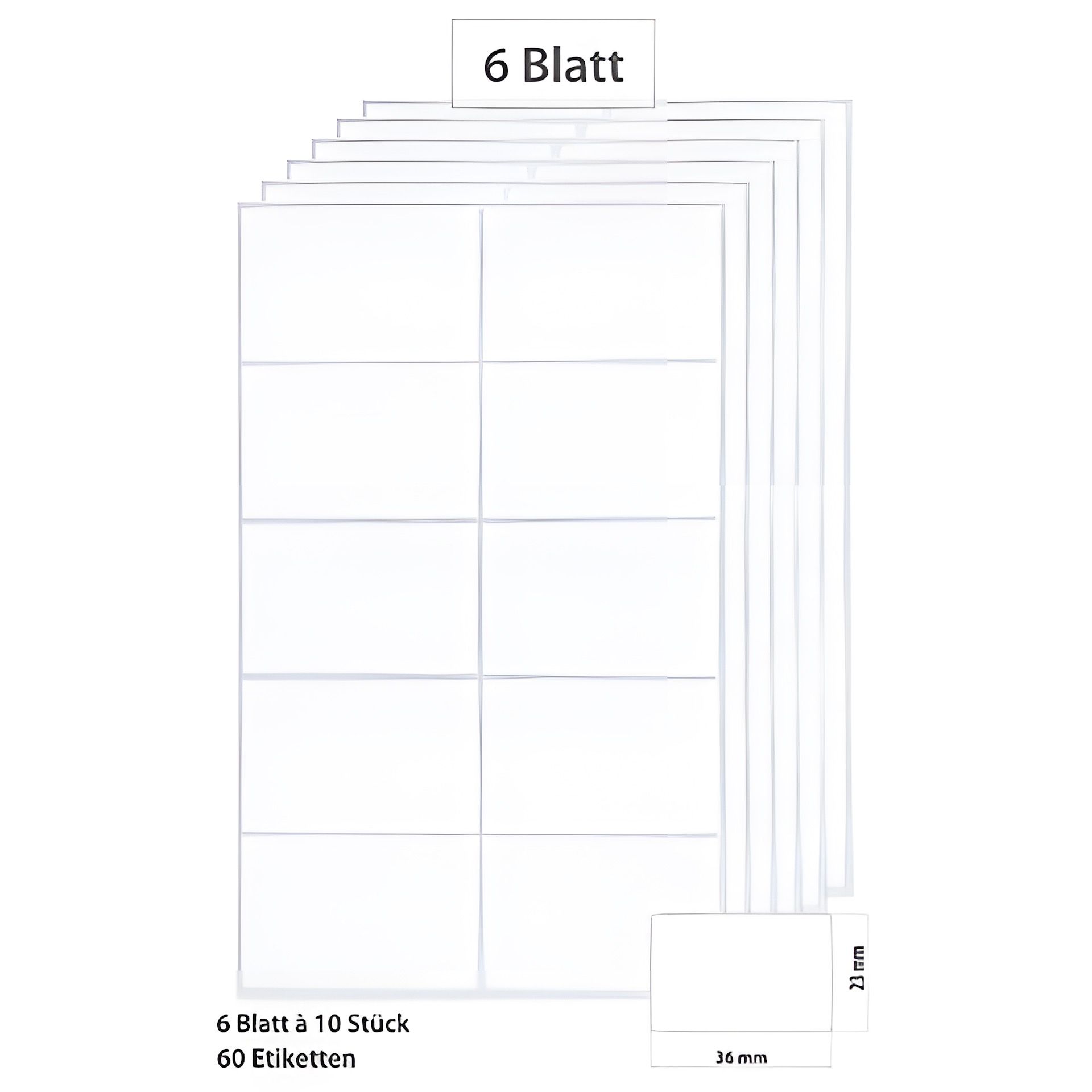 Etiketten 'Weiß 36x23 mm', 60 Stück