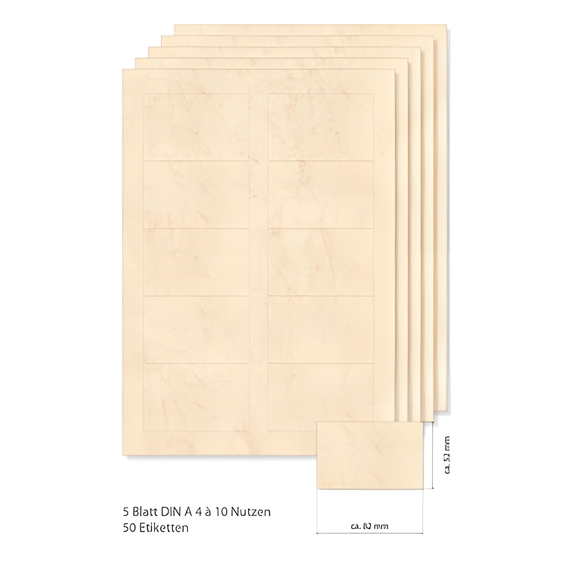 Etiketten 82 x 52 mm beige marmoriert -  5 Blatt A4