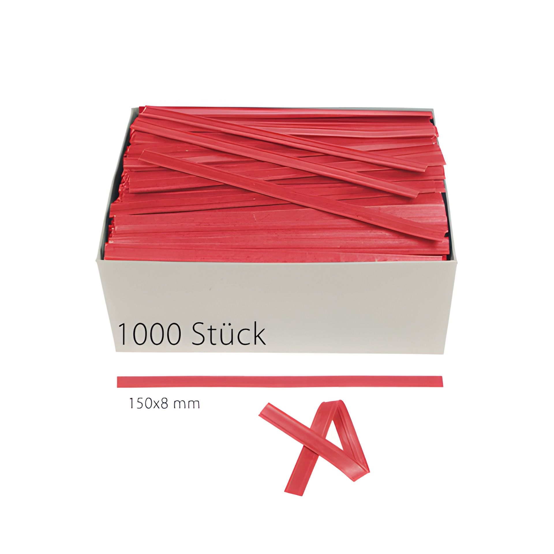 Clipbandverschlüsse 150 x 8 mm rot, 1000 Stück