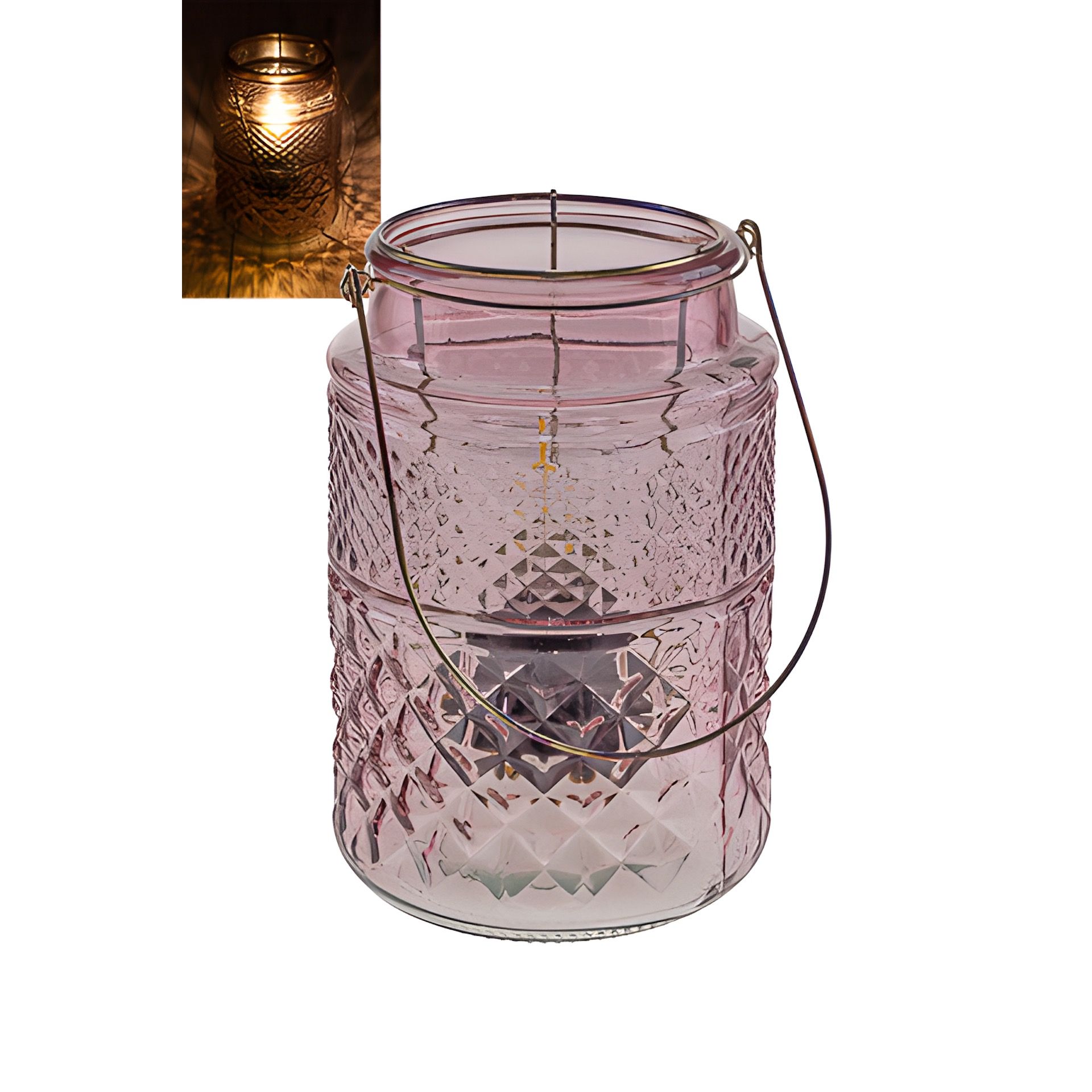 LED Dekoglas 'Kristall Karo' mit Glühlampe