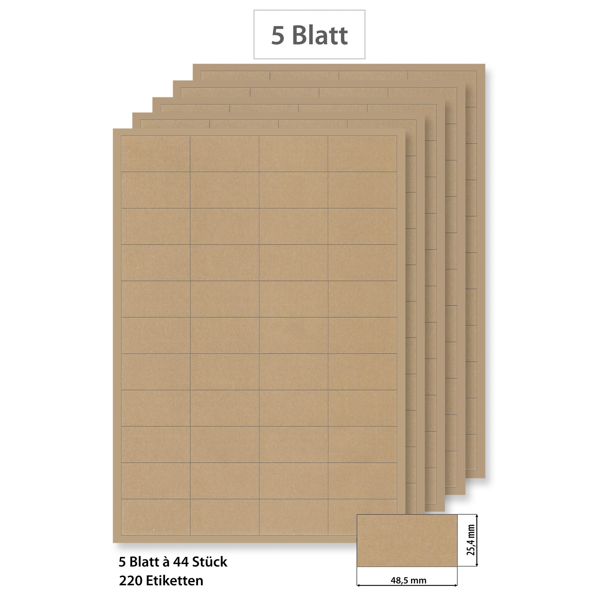 Steffis Etiketten 48,5 x 25,4 mm natur - 5 Blatt A4