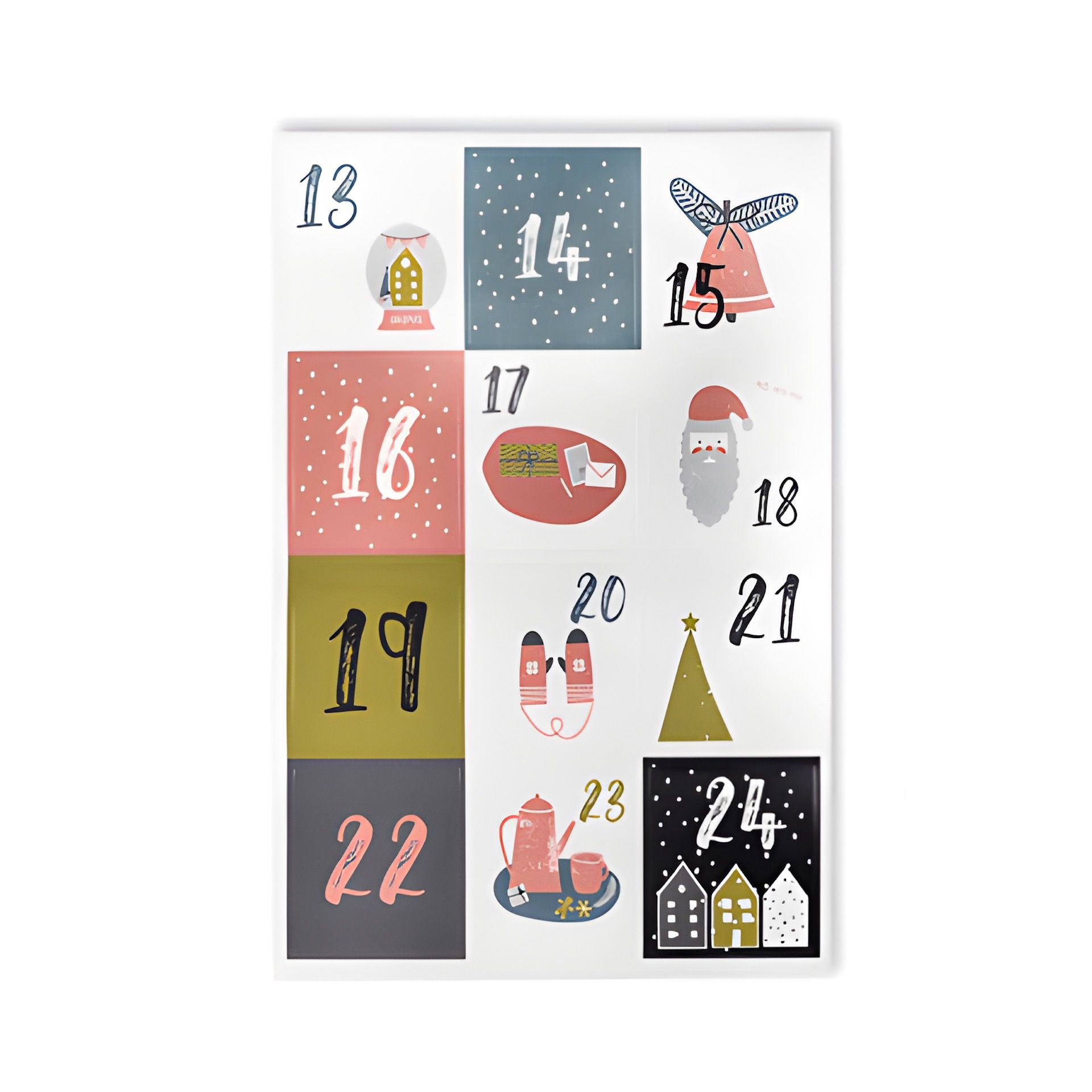 Adventskalender Set 'Seitenfaltenbeutel matt weiß', 49-teilig