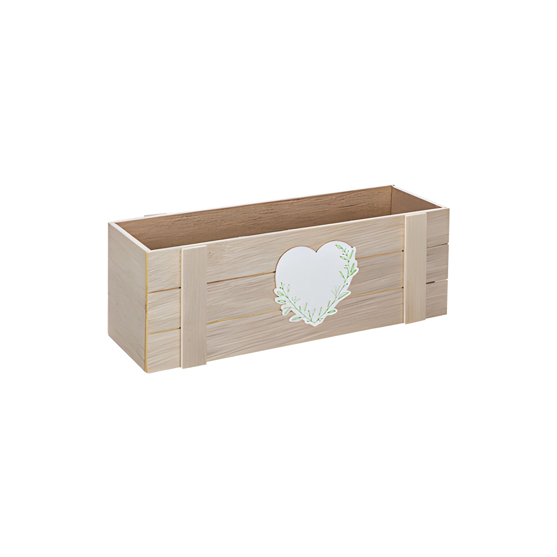 Holzkiste mit Herz, 28 x 10 x 10 cm