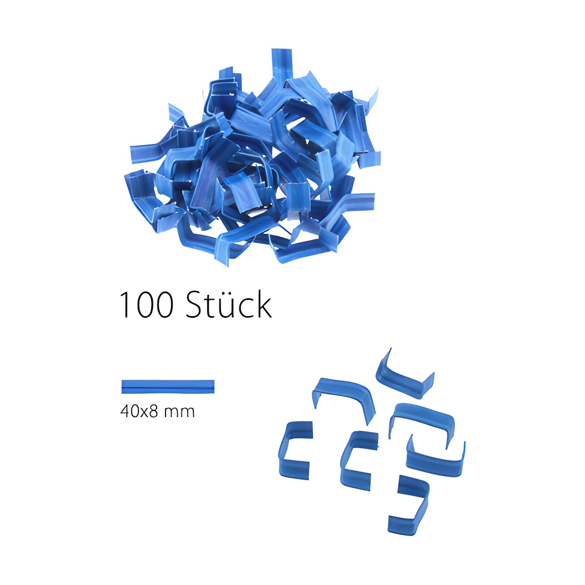U-Clips 40 x 8 mm blau, 100 Stück