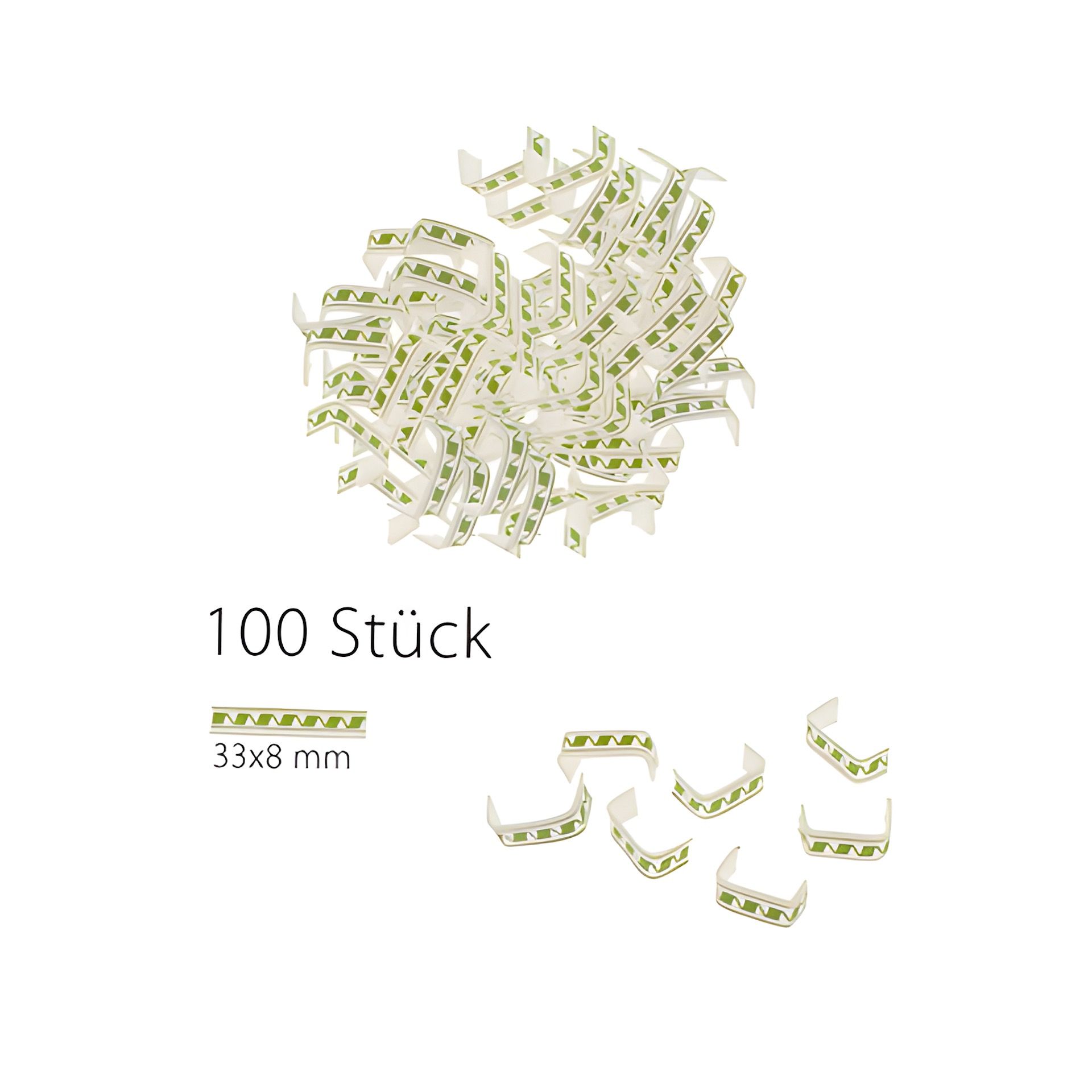 U-Clips 33 x 8 mm grün-weiß, 100 Stück