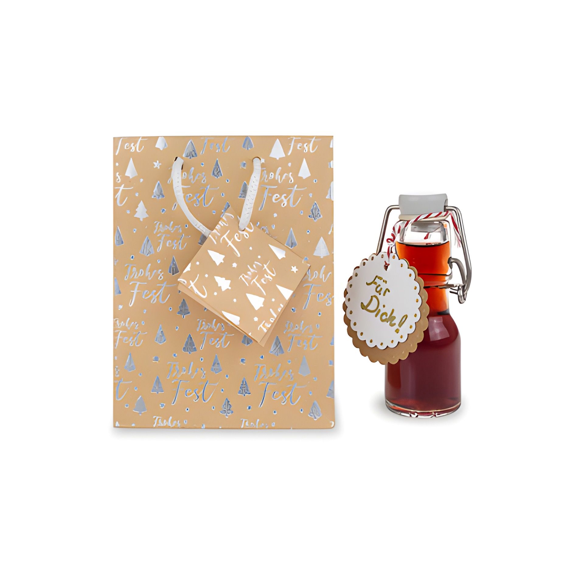 Geschenktüte 'Frohes Fest' silber, klein