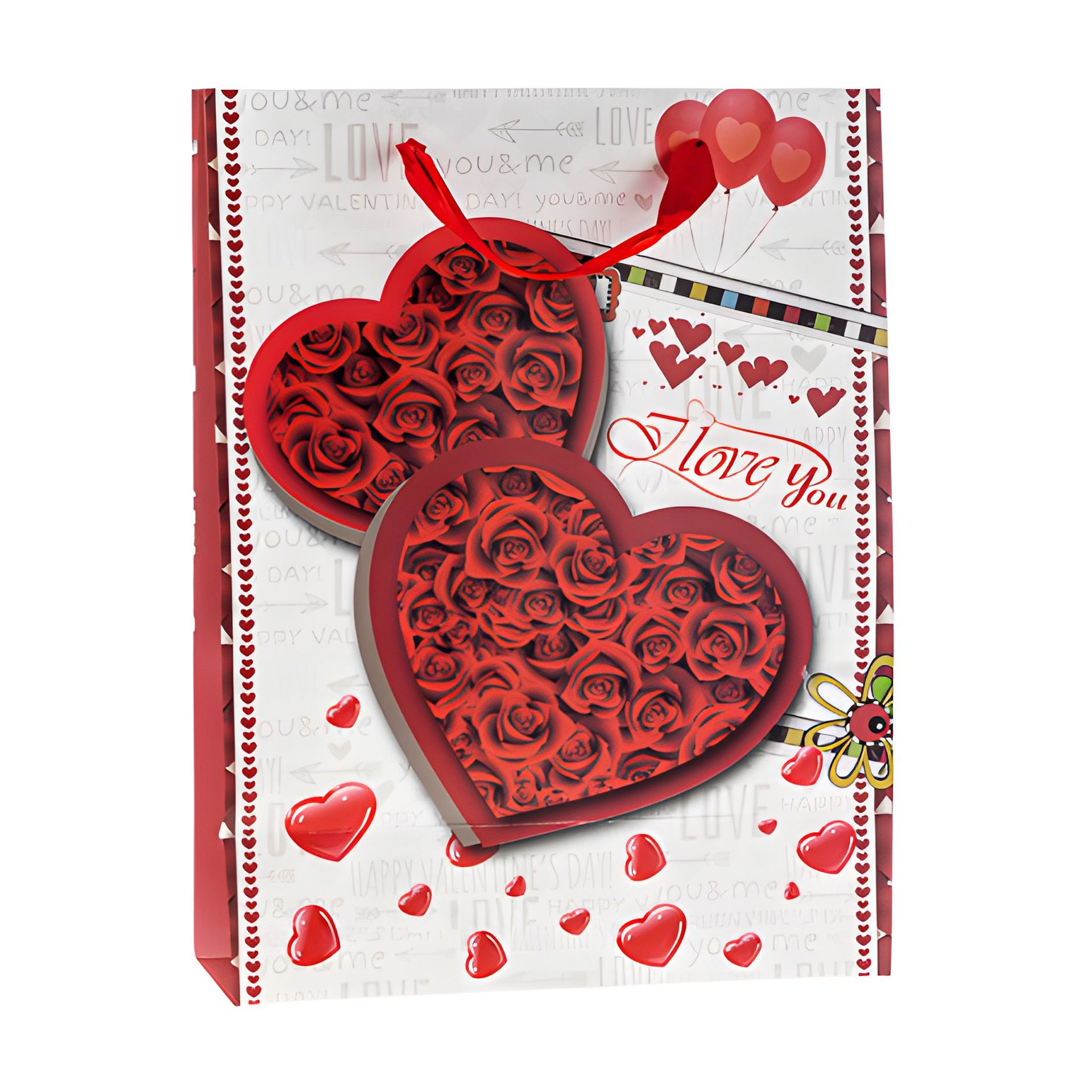 Geschenktüte 'I love you mit Glitzerherz', groß