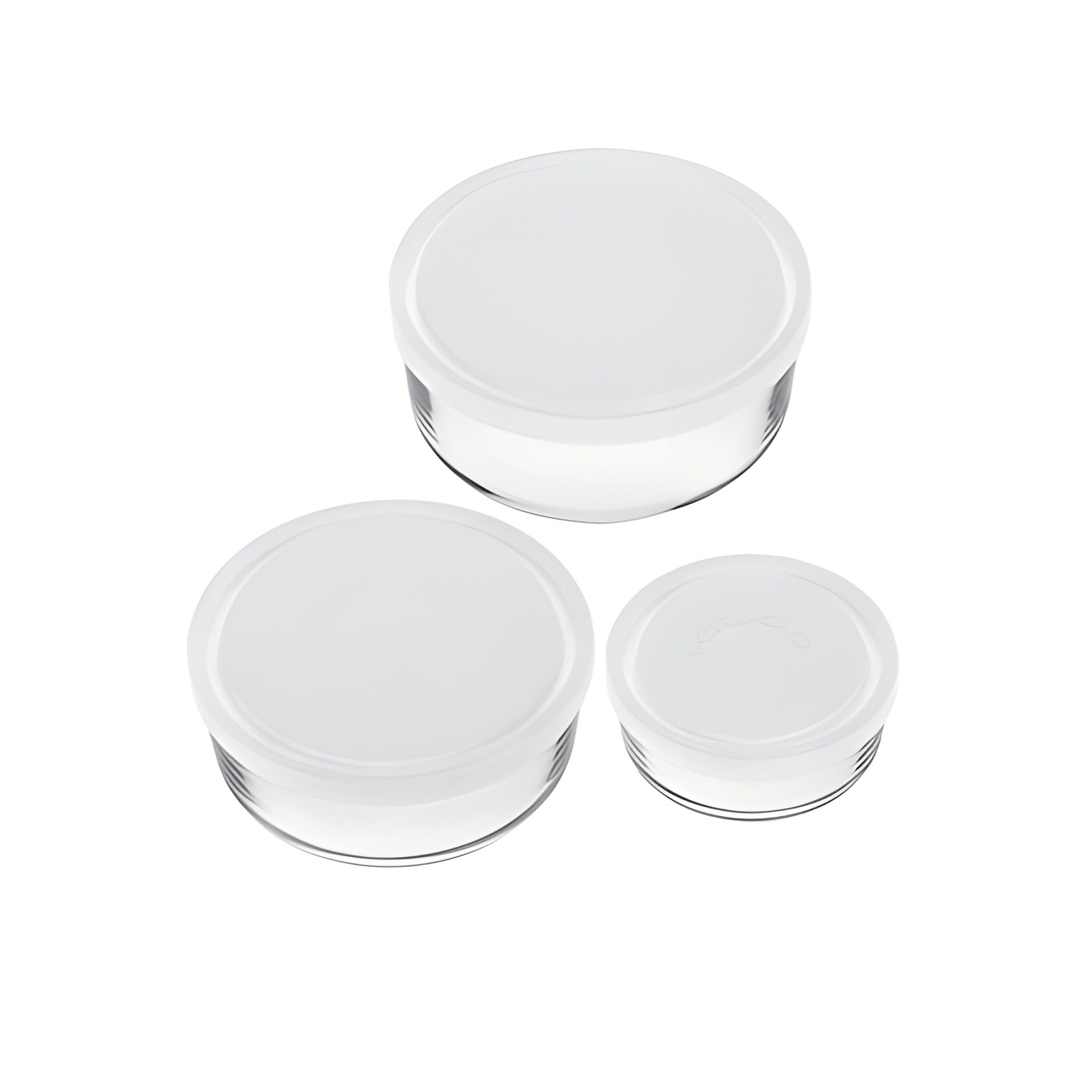 Glasschale 'Igloo' mit Deckel, weiß, 3er Set - 2. WAHL